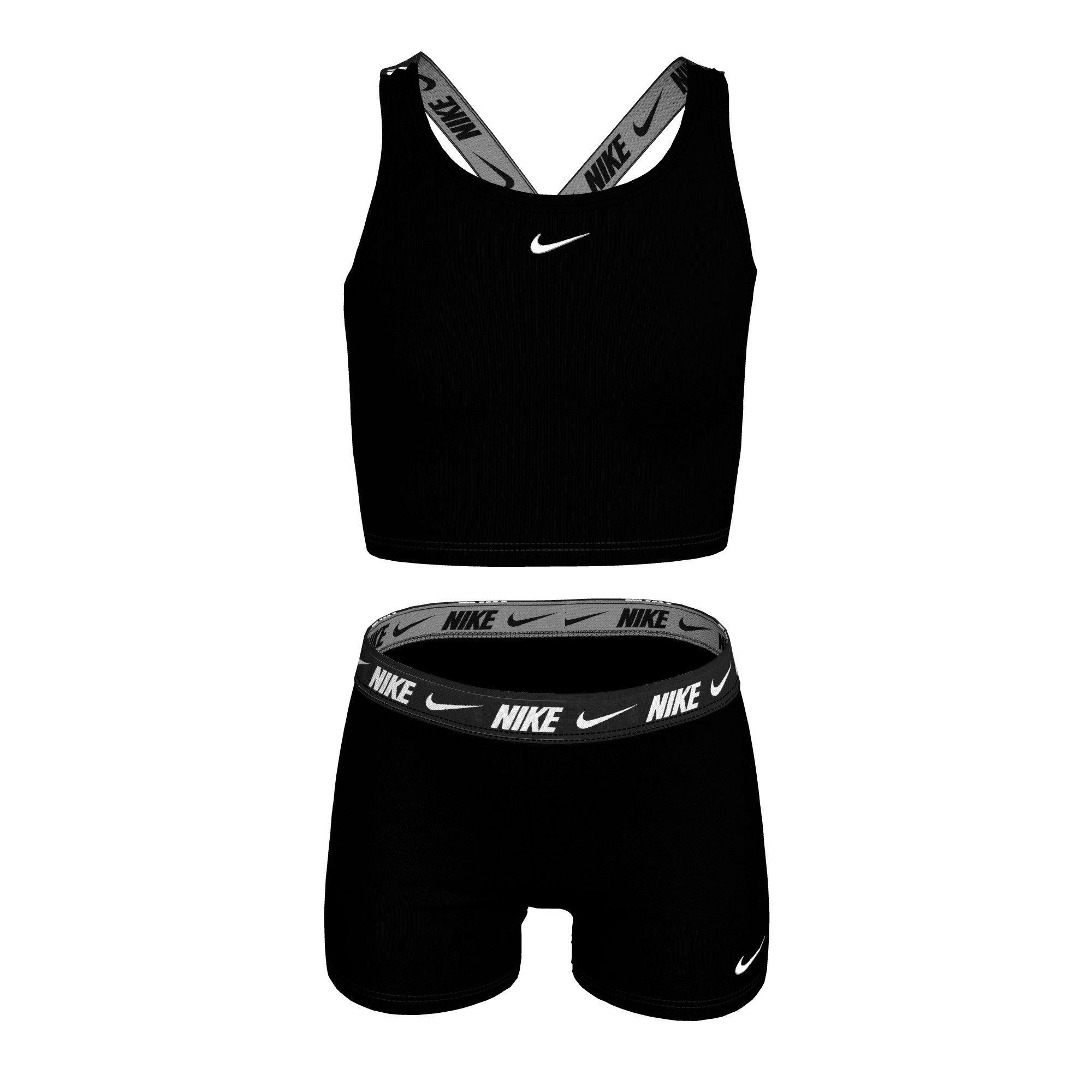 Nike Swim Logo Tape Crossback Big Girls' Midkini and Short Swimsuit Set