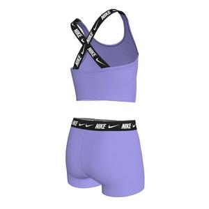 Nike Big Girls' Swim Logo Tape Crossback Midkini and Short Swimsuit Set