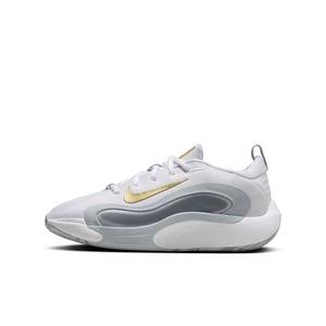 Nike IsoFly "White/Cool Grey/Wolf Grey/Metallic Gold Star" Grade School Boys' Basketball Shoe