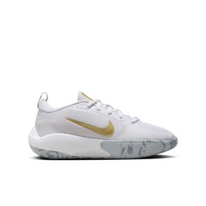 Nike IsoFly "White/Cool Grey/Wolf Grey/Metallic Gold Star" Grade School Boys' Basketball Shoe