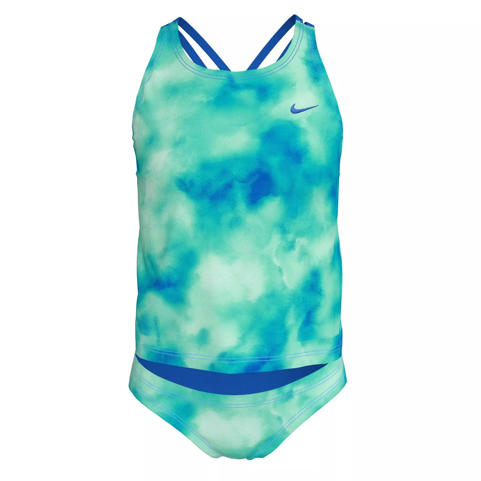 Nike Big Girls' Swim Autatic Awe Spiderback Tankini Swimsuit Set - TURQUOISE