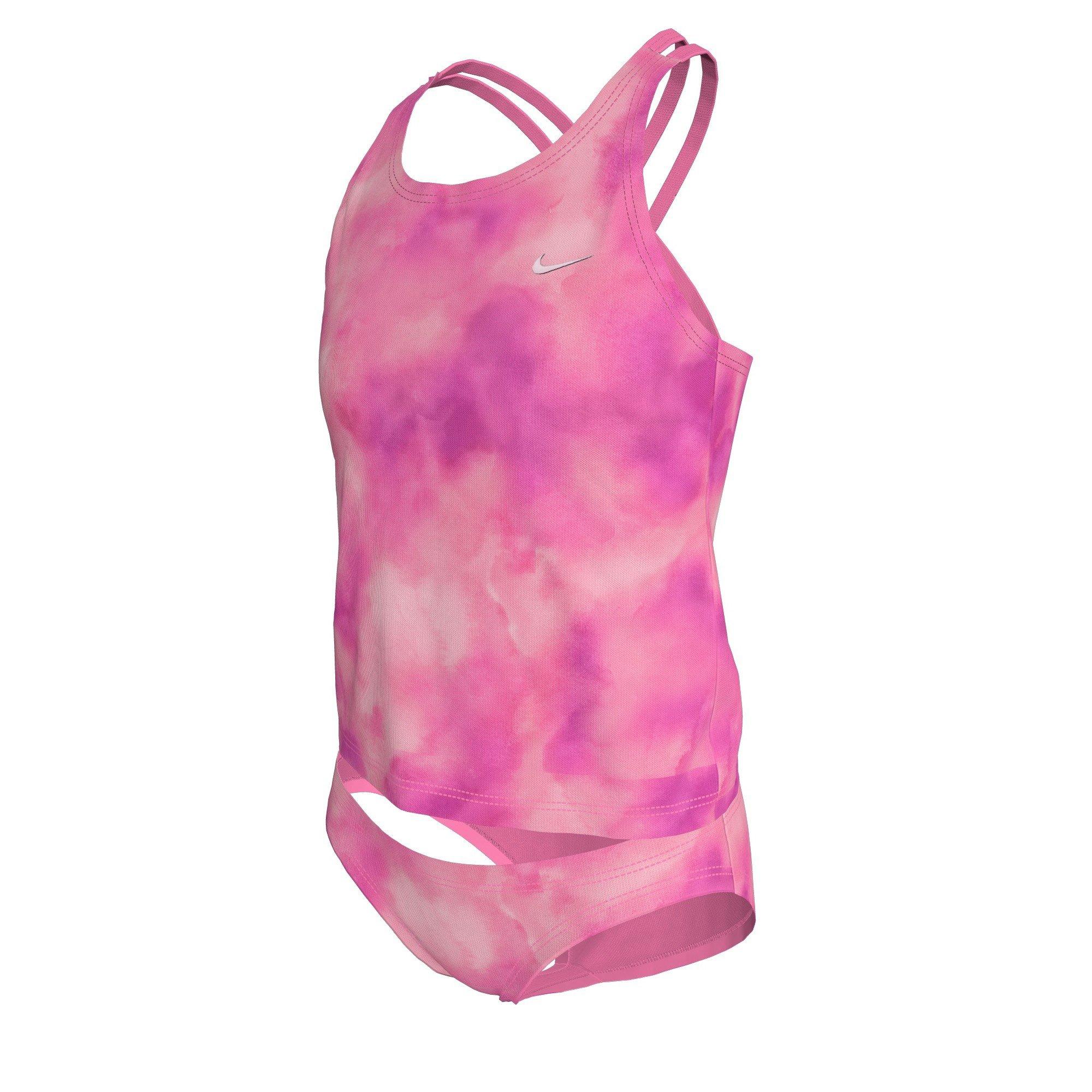 Nike Big Girls' Swim Autatic Awe Spiderback Tankini Swimsuit Set - PINK Thumbnail View 1