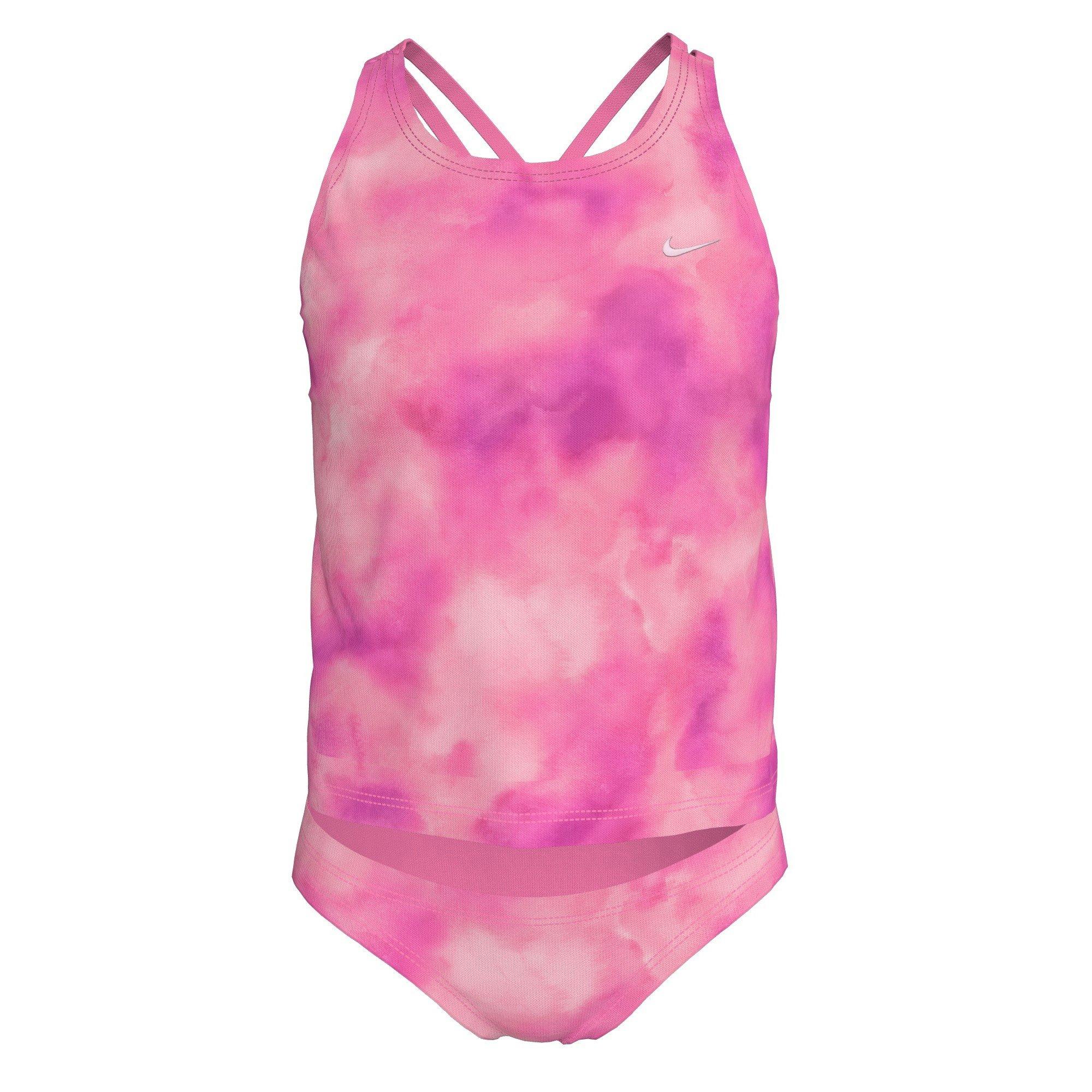 Nike Big Girls' Swim Autatic Awe Spiderback Tankini Swimsuit Set - PINK Thumbnail View 3
