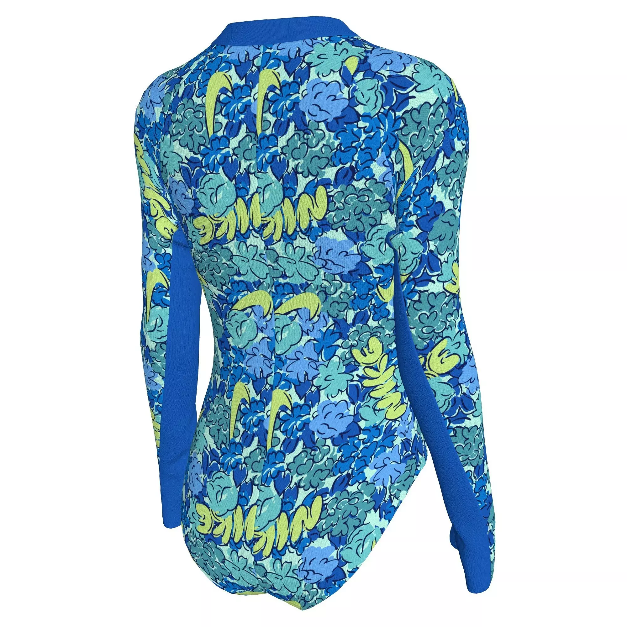 Nike Big Girls' Swim Doodle Floral Long Sleeve One Piece Swimsuit - BLUE