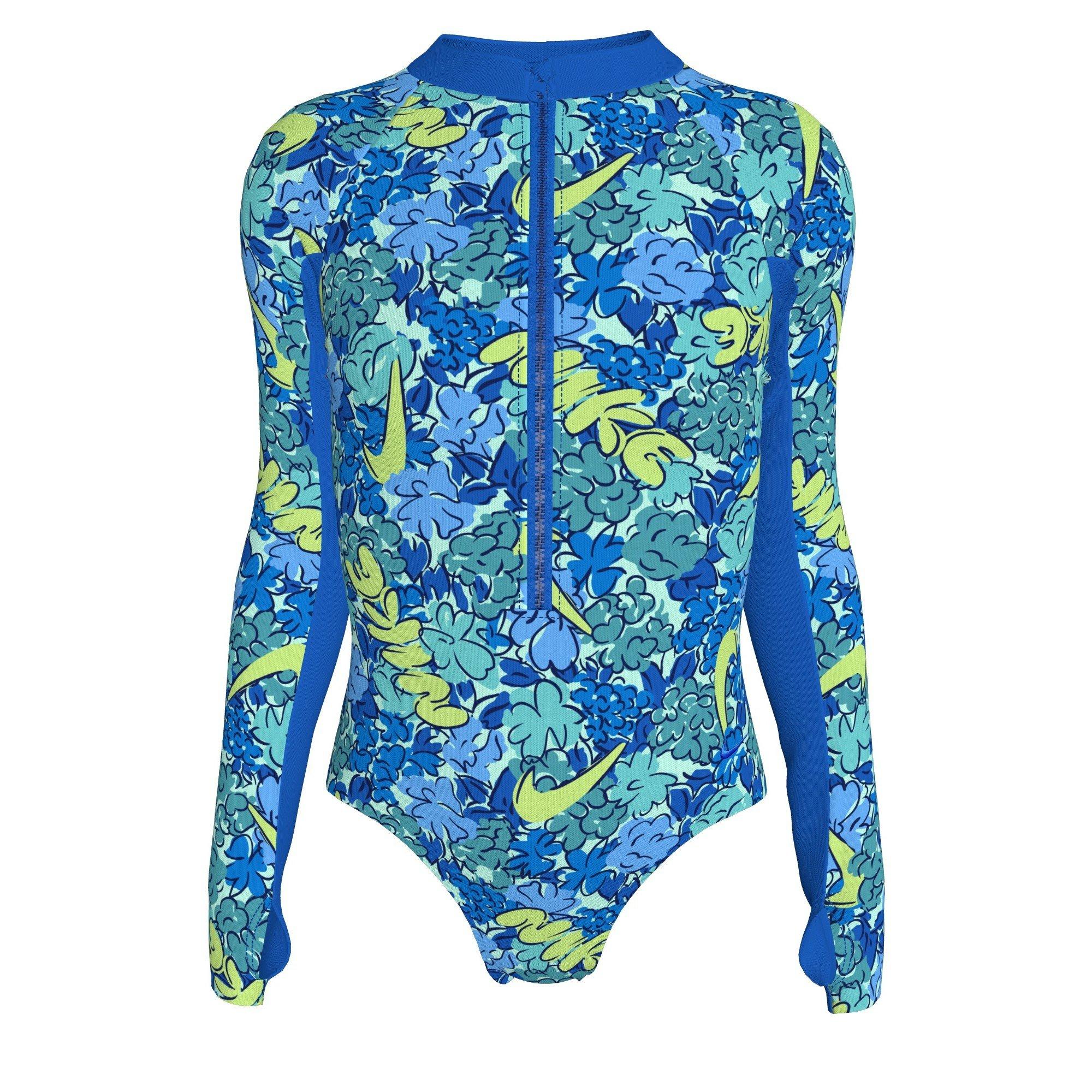 Nike Swim Doodle Floral Long Sleeve Big Girls' One Piece Swimsuit