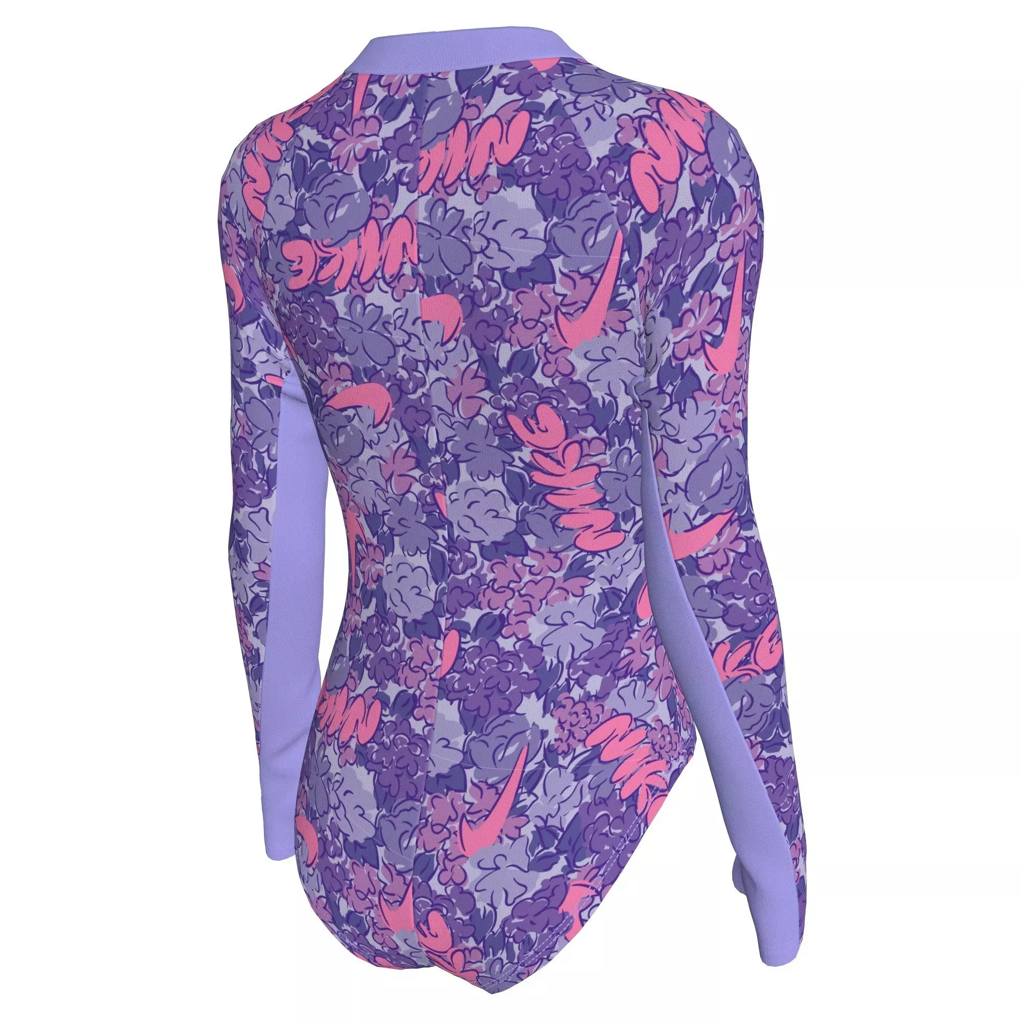 Nike Big Girls' Swim Doodle Floral Long Sleeve One Piece Swimsuit - PURPLE