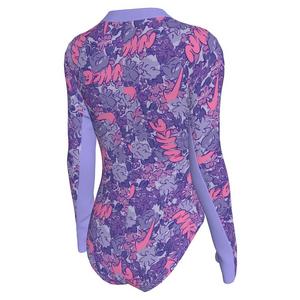 Nike Big Girls' Swim Doodle Floral Long Sleeve One Piece Swimsuit