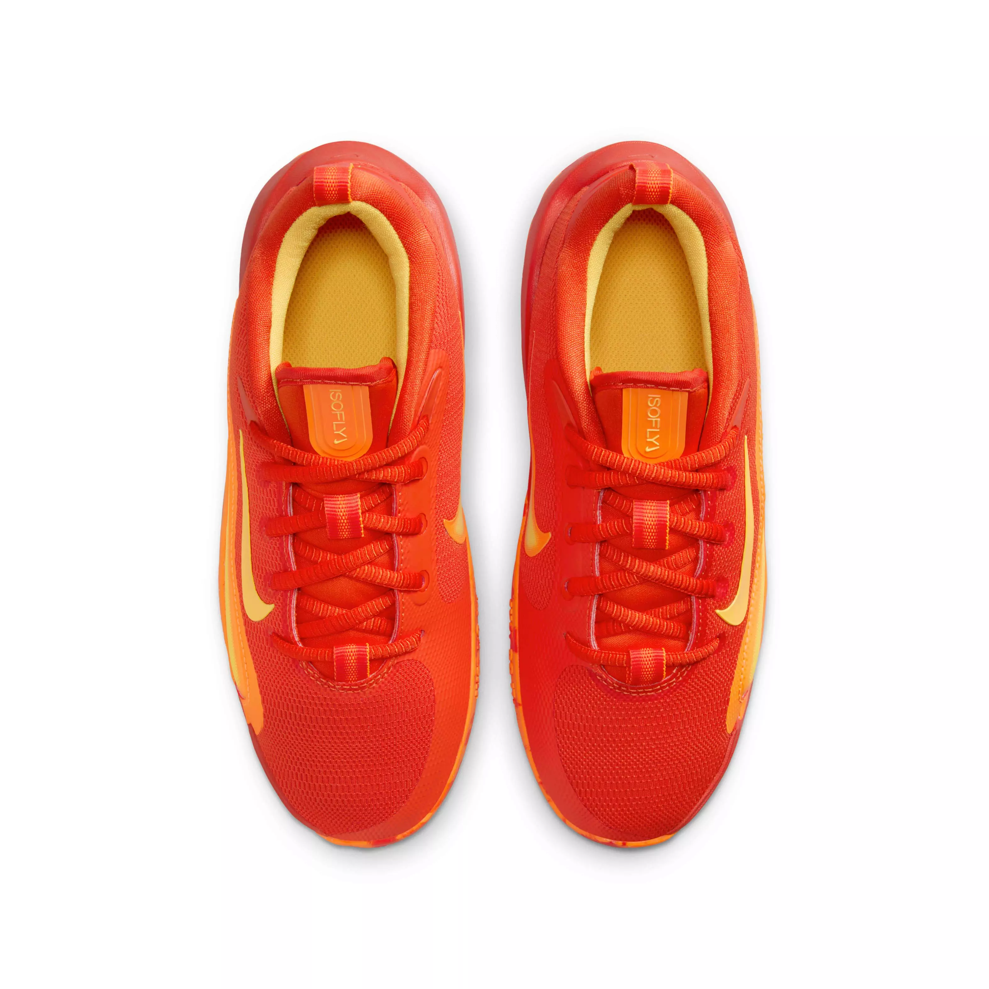 Nike IsoFly "Team Orange/Total Orange/White/Laser Orange" Grade School Boys' Basketball Shoe - ORANGE/ORANGE/WHITE/ORANGE