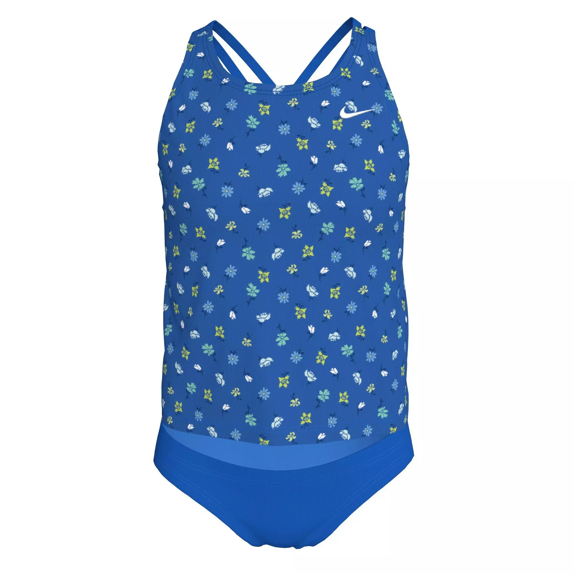Nike Big Girls' Swim Crafted Blooms Spiderback Tankini Swimsuit Set - BLUE