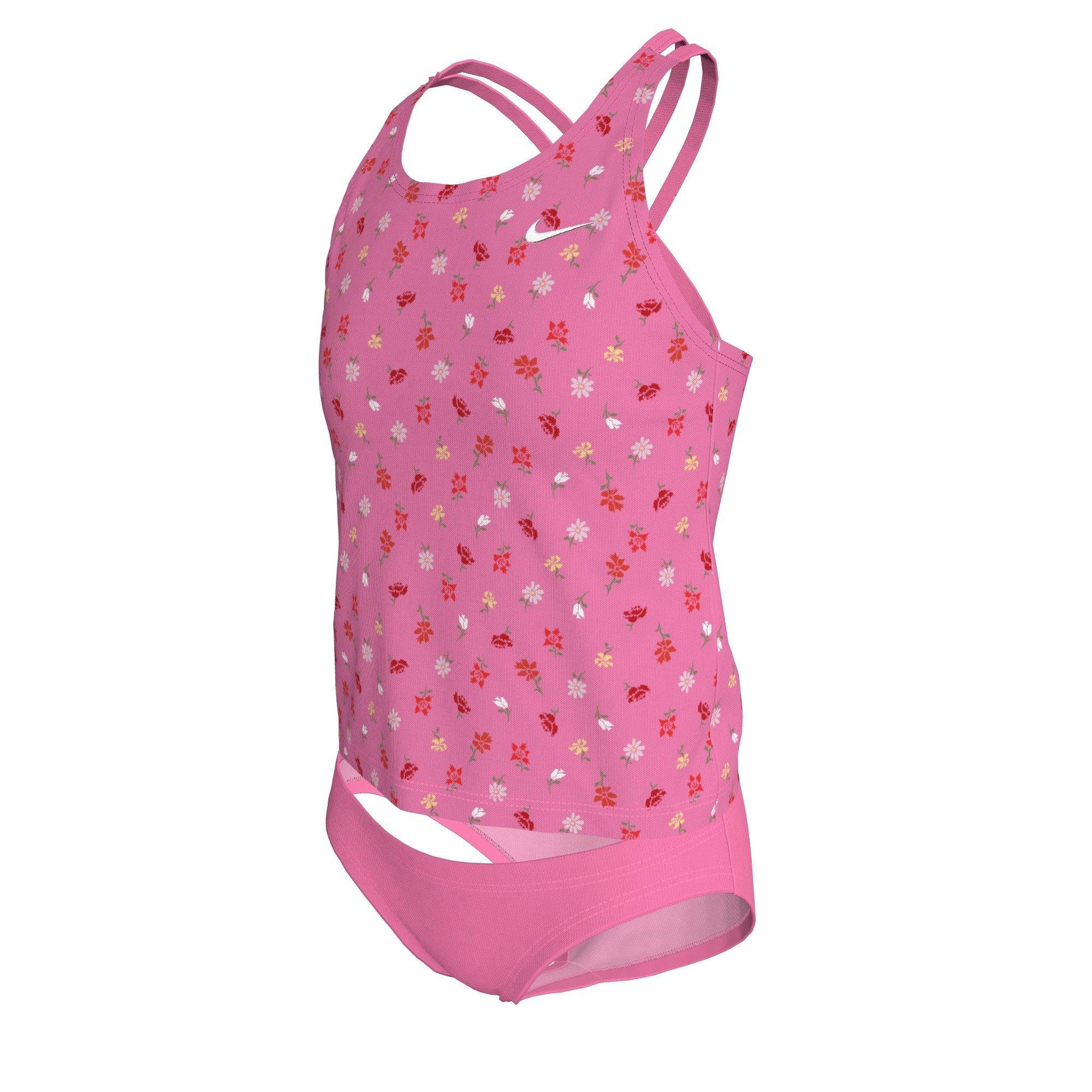 Nike Big Girls' Swim Crafted Blooms Spiderback Tankini Swimsuit Set - PINK Thumbnail View 1