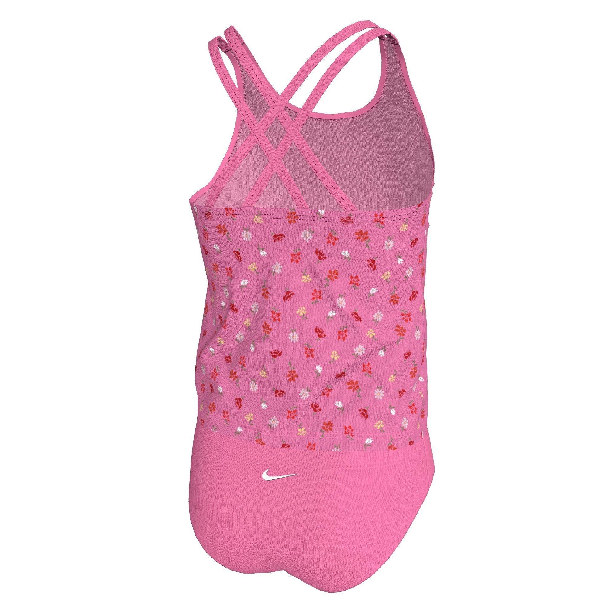 Nike Big Girls' Swim Crafted Blooms Spiderback Tankini Swimsuit Set - PINK Thumbnail View 2