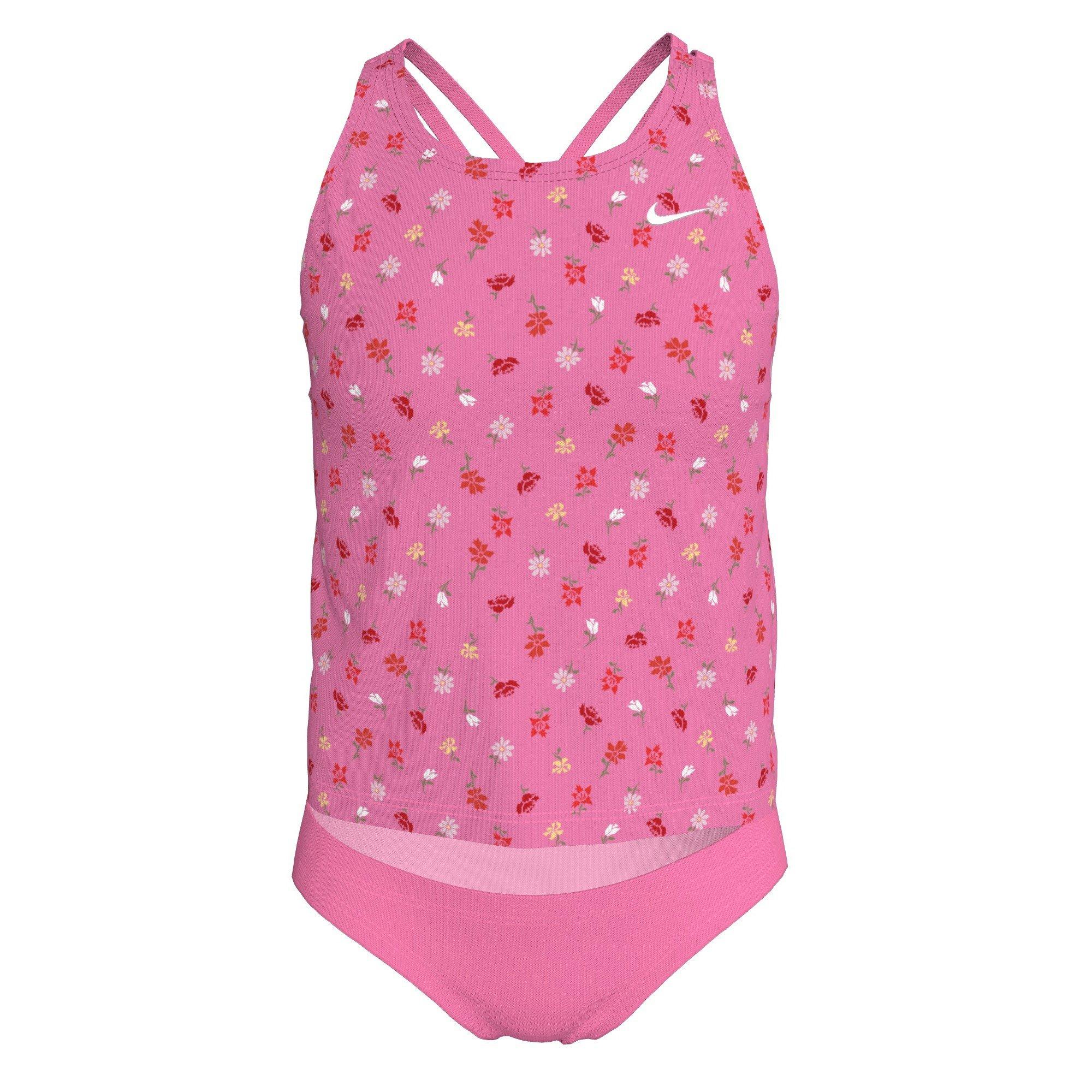 Nike Big Girls' Swim Crafted Blooms Spiderback Tankini Swimsuit Set - PINK Thumbnail View 3