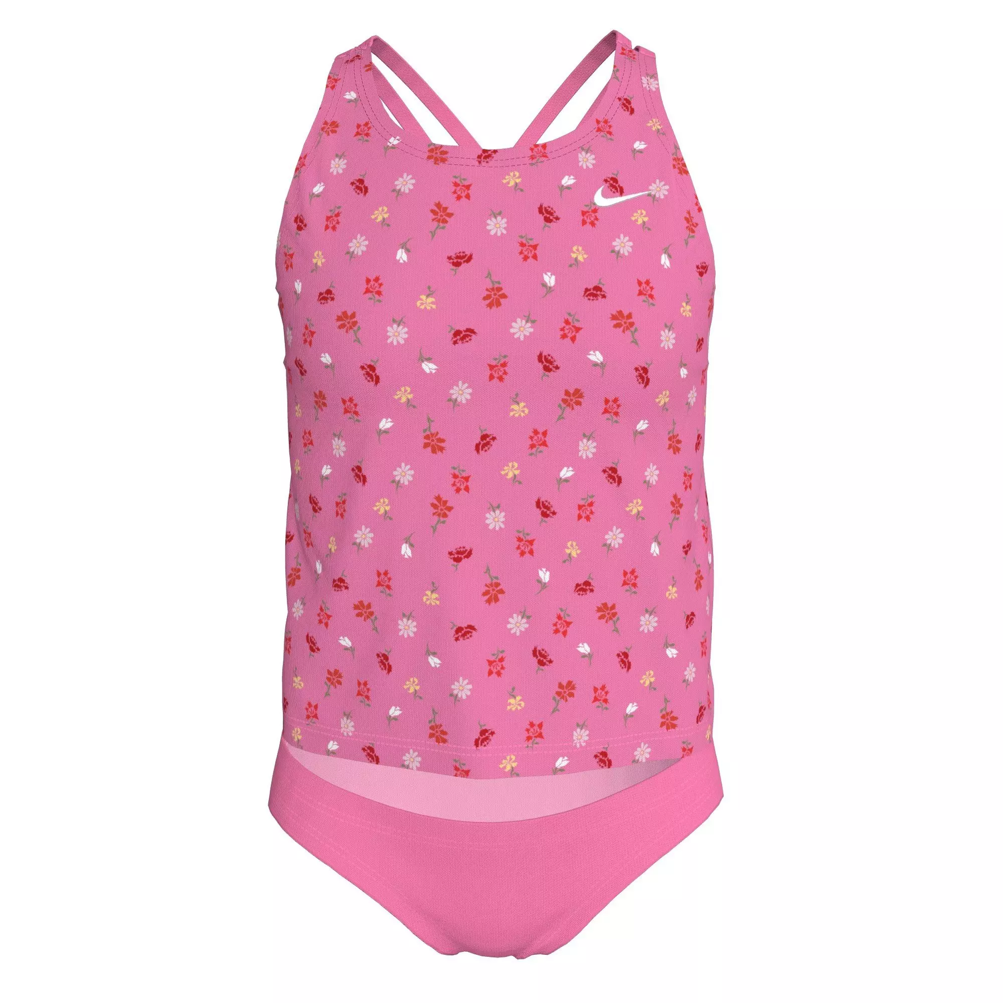 Nike Big Girls' Swim Crafted Blooms Spiderback Tankini Swimsuit Set - PINK