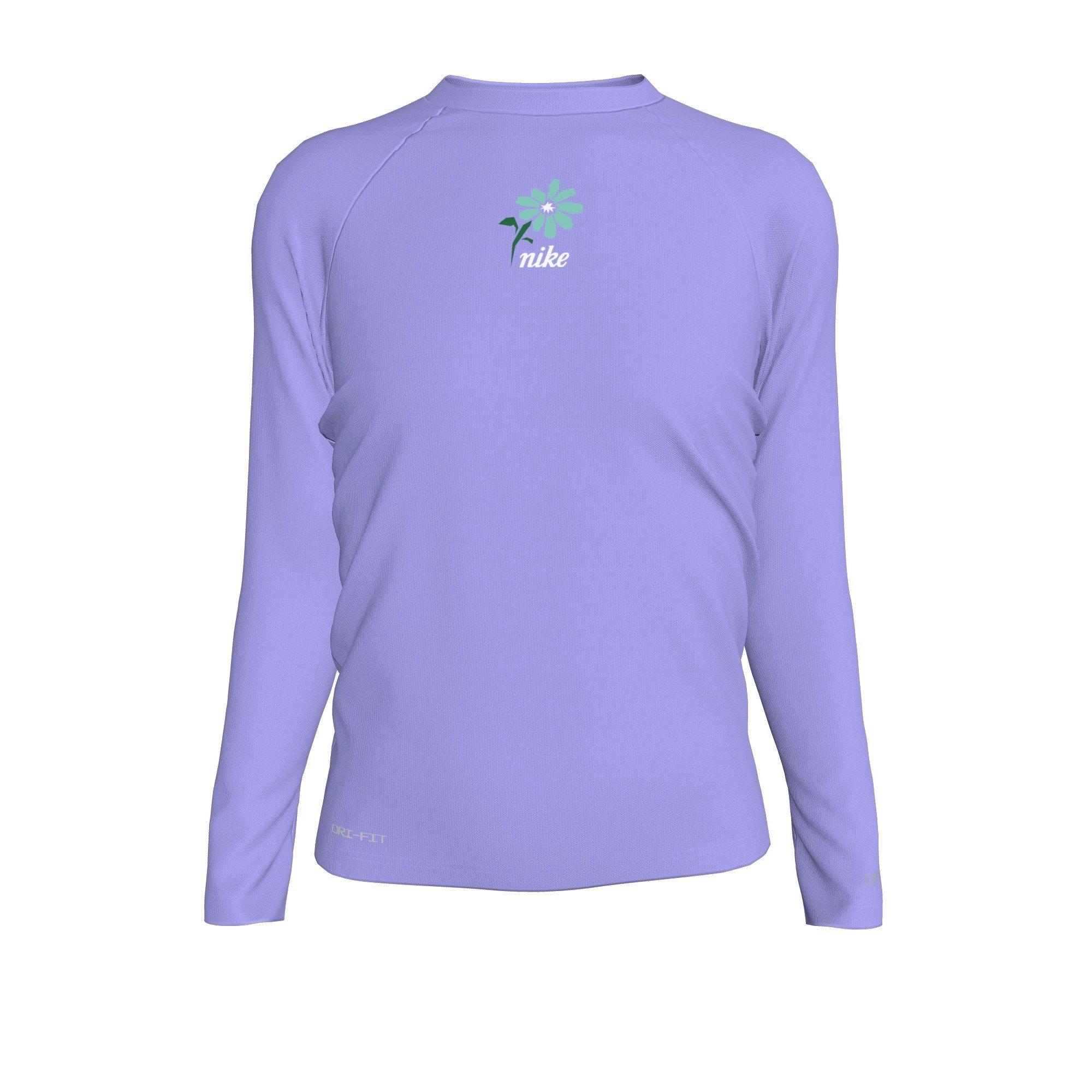 Nike Big Girls' Swim Hydroguard Dri-FIT UV Long Sleeve Swim Top - PURPLE Thumbnail View 3