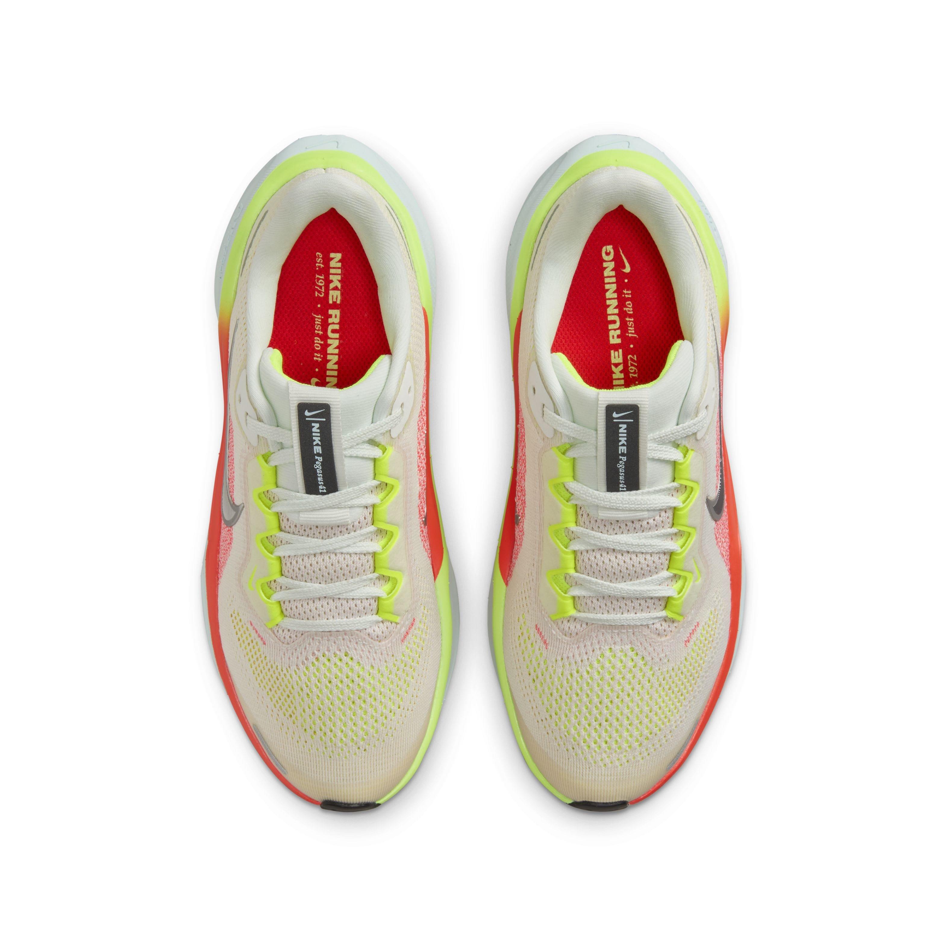 Nike Pegasus 41 Grade School Boys' "Summit White/Bright Crimson/Glacier Blue/Chrome" Running Shoe