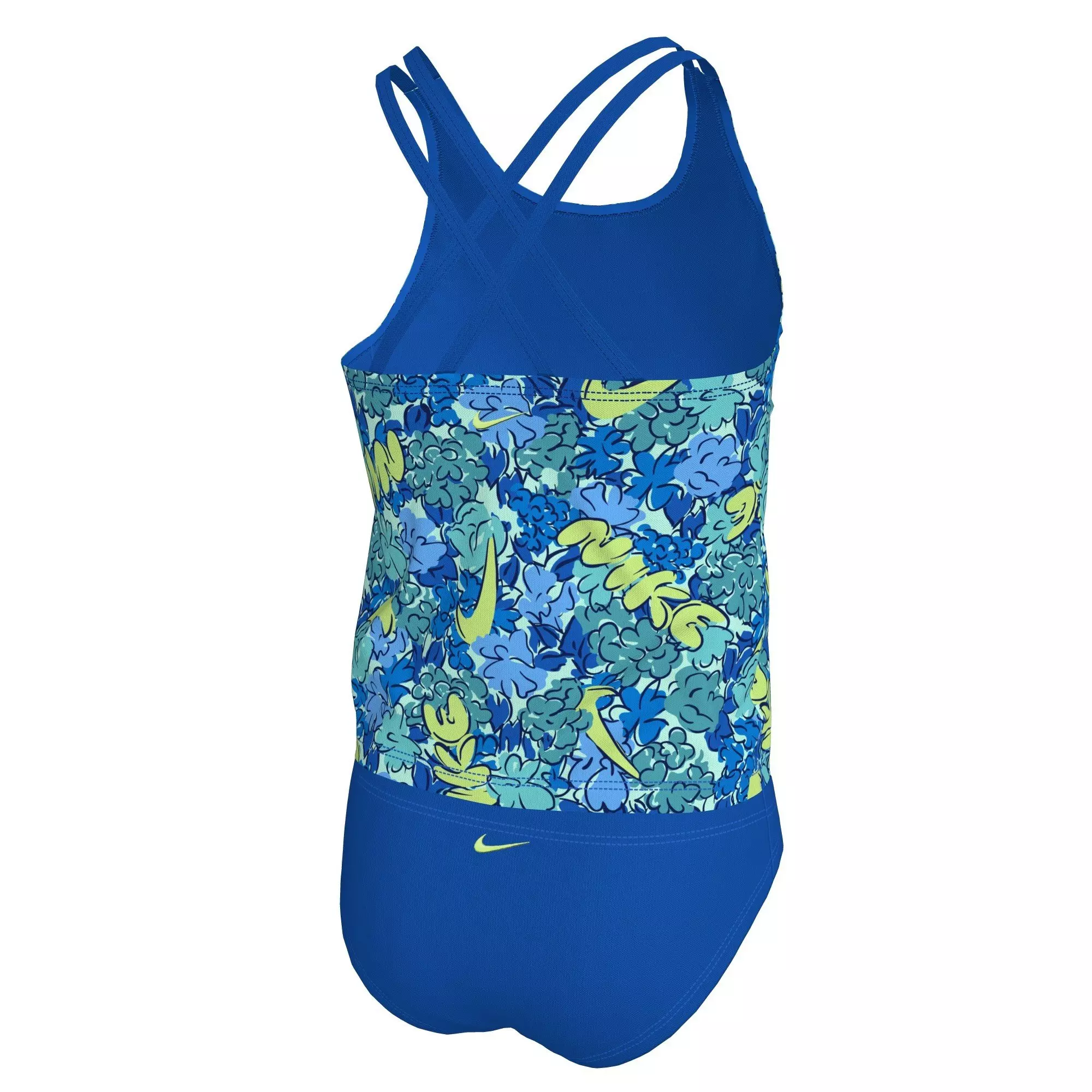 Nike Big Girls' Swim Doodle Floral Spiderback Tankini Swimsuit Set - BLUE