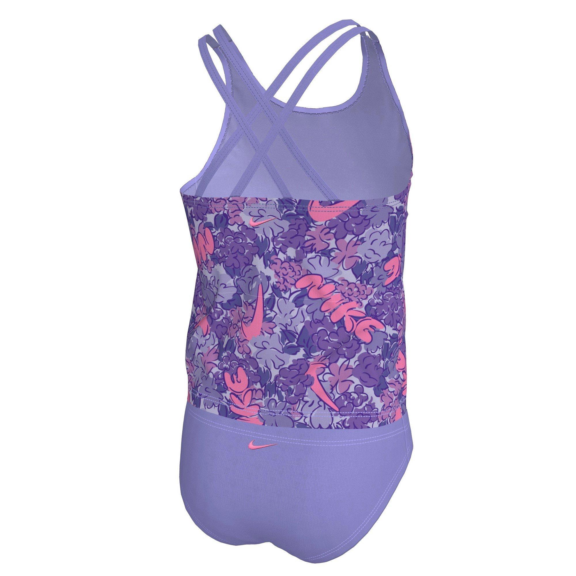 Nike Big Girls' Swim Doodle Floral Spiderback Tankini Swimsuit Set - PURPLE Thumbnail View 2