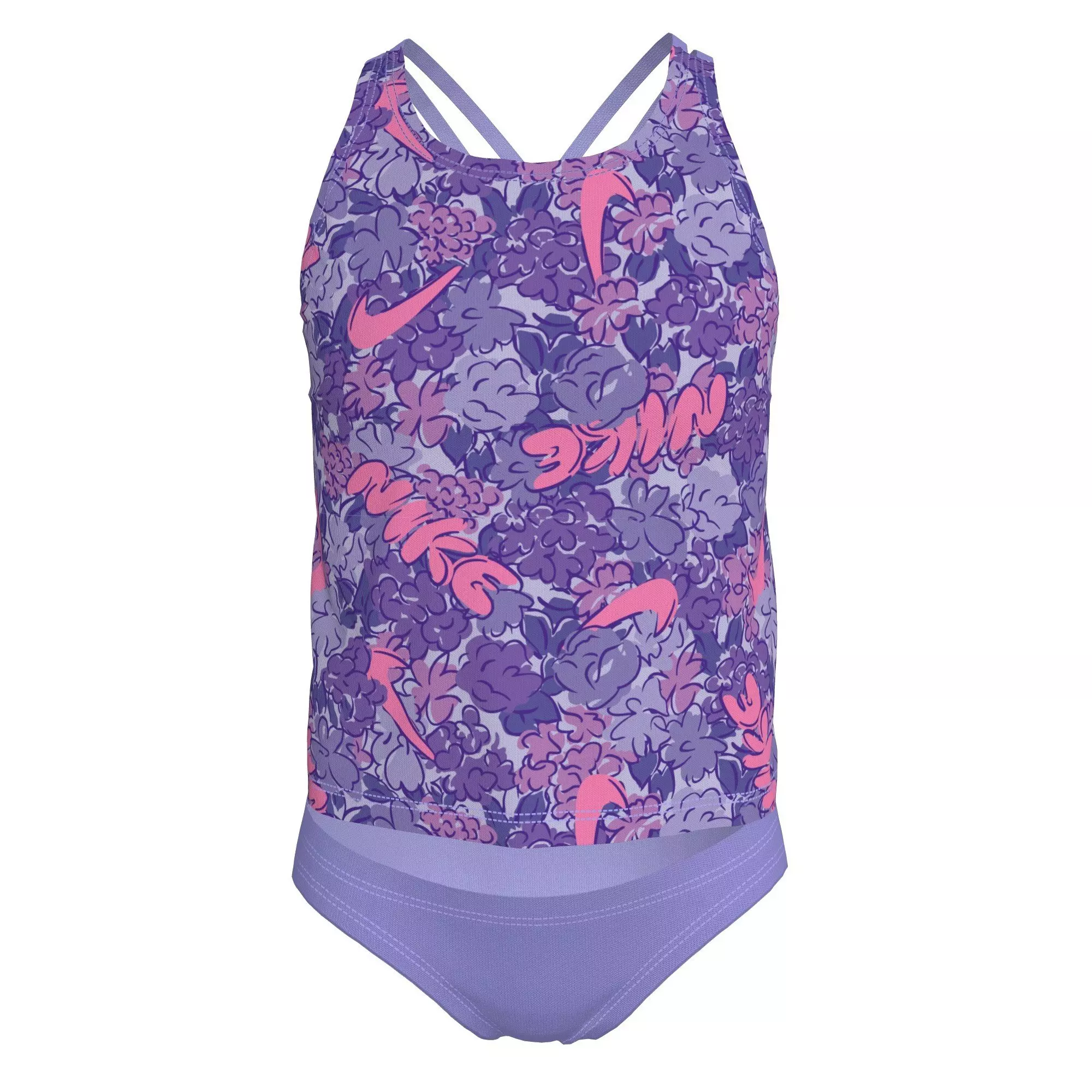 Nike Big Girls' Swim Doodle Floral Spiderback Tankini Swimsuit Set - PURPLE