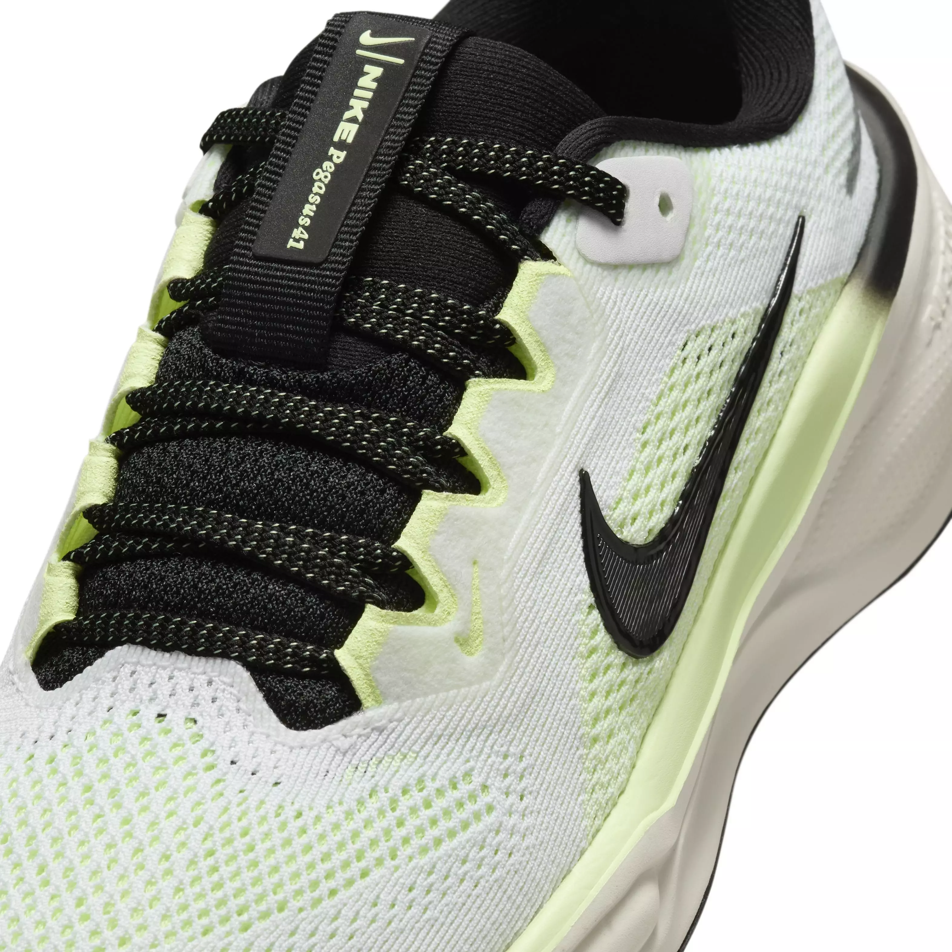 Nike Pegasus 41 "White/Barely Volt/Vintage Green/Black" Grade School Boys' Running Shoe - WHITE/VOLT/GREEN/BLACK
