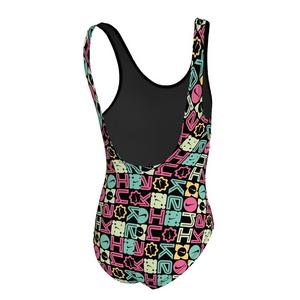 Nike Big Girls' Swim U-Back Logo Block One Piece Swimsuit - Black