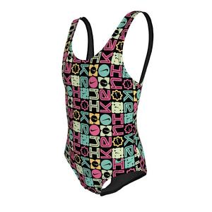 Nike Big Girls' Swim U-Back Logo Block One Piece Swimsuit - Black