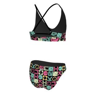 Nike Big Girls' Swim Lace Up Logo Block Bikini - Black