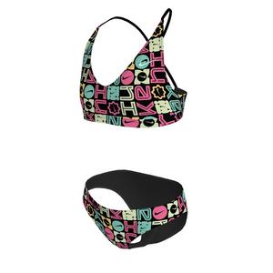 Nike Big Girls' Swim Lace Up Logo Block Bikini - Black