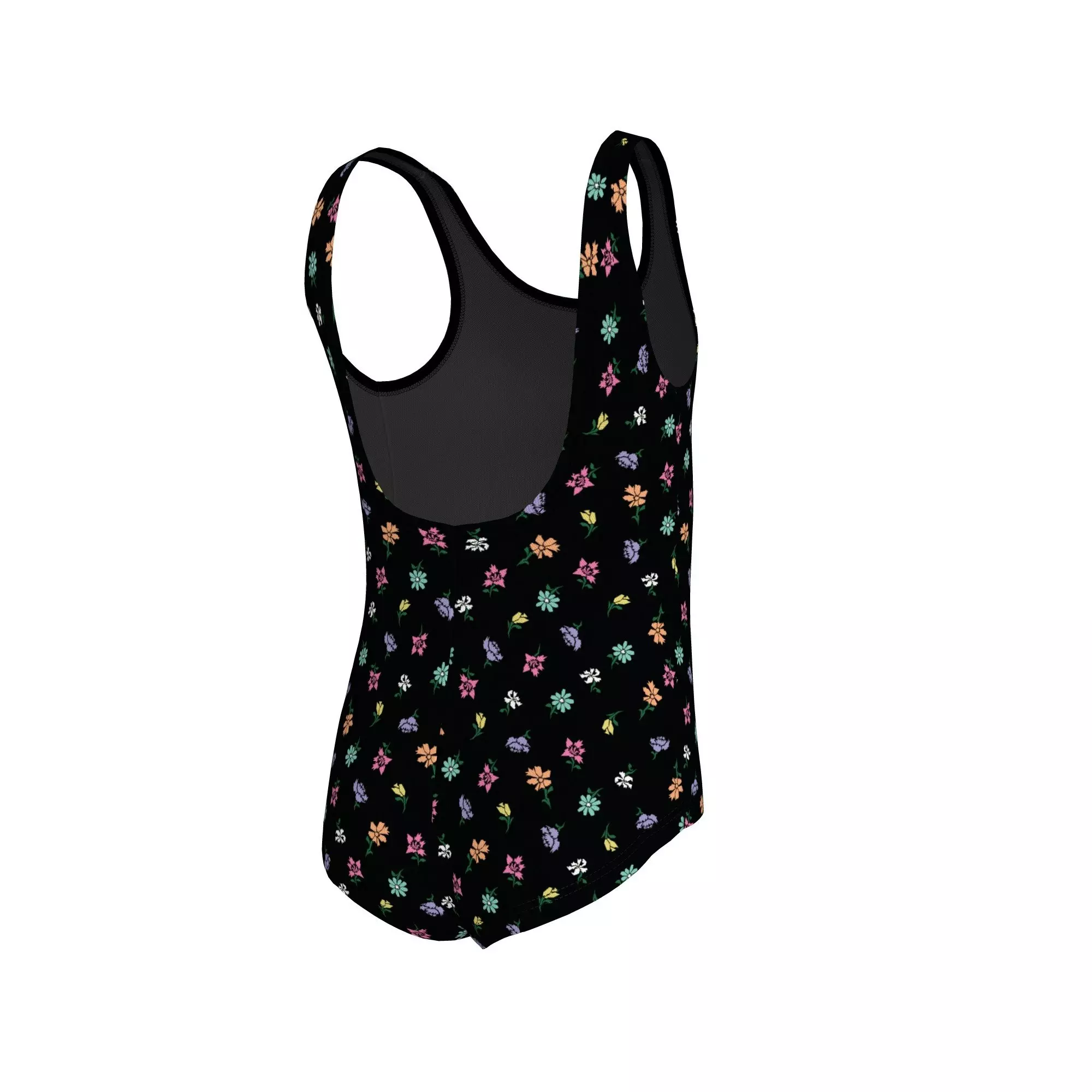 Nike Little Girls' Swim Crafted Blooms U-Back One Piece Swimsuit - BLACK