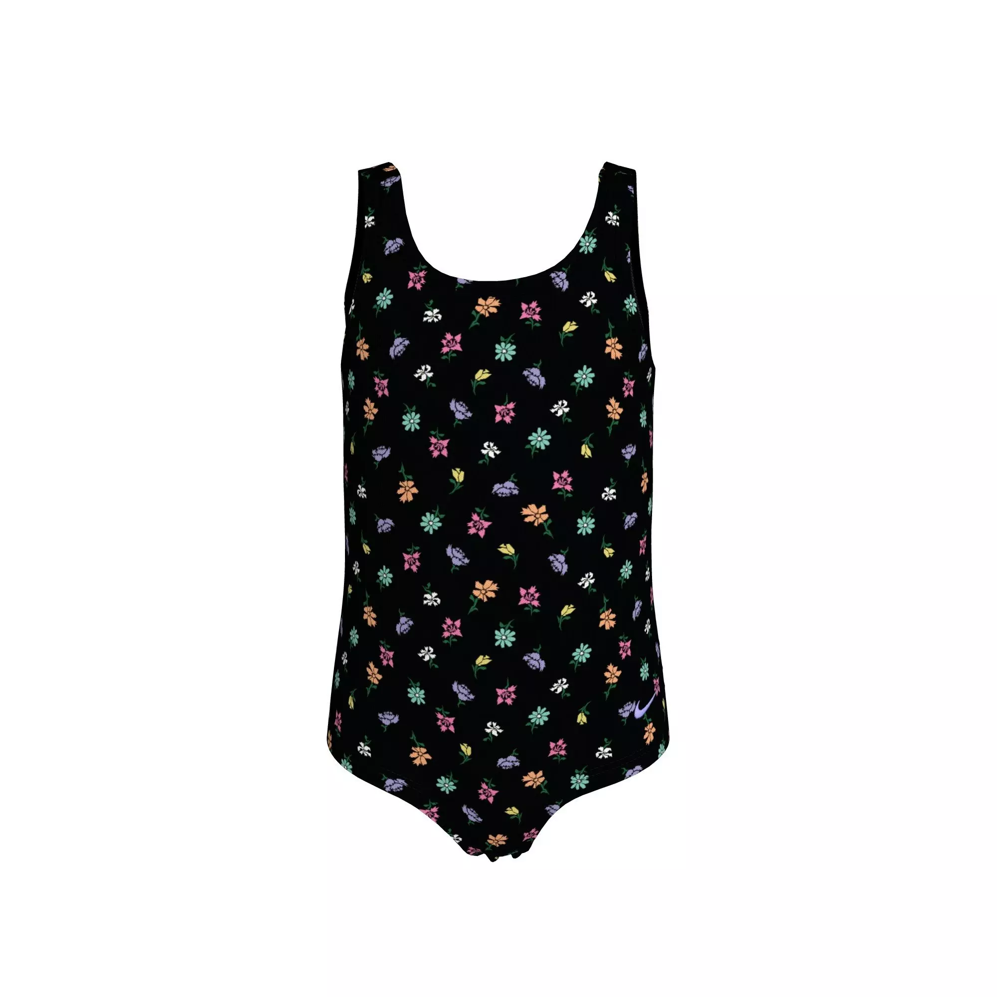 Nike Little Girls' Swim Crafted Blooms U-Back One Piece Swimsuit - BLACK