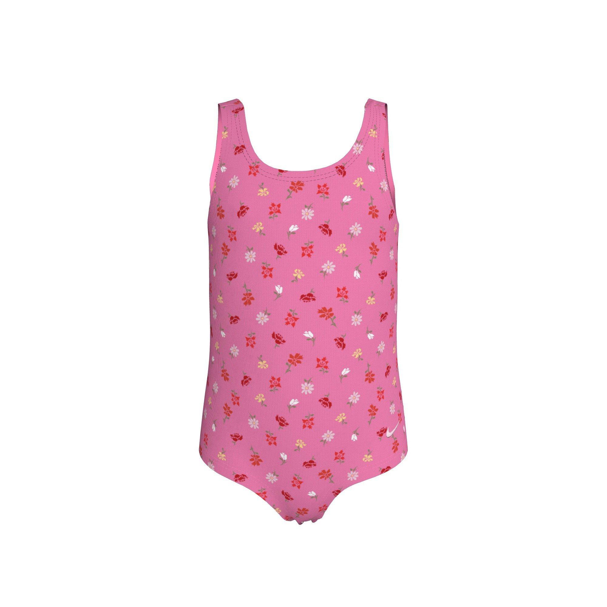 Nike Little Girls' Swim Crafted Blooms U-Back One Piece Swimsuit - PINK Thumbnail View 3