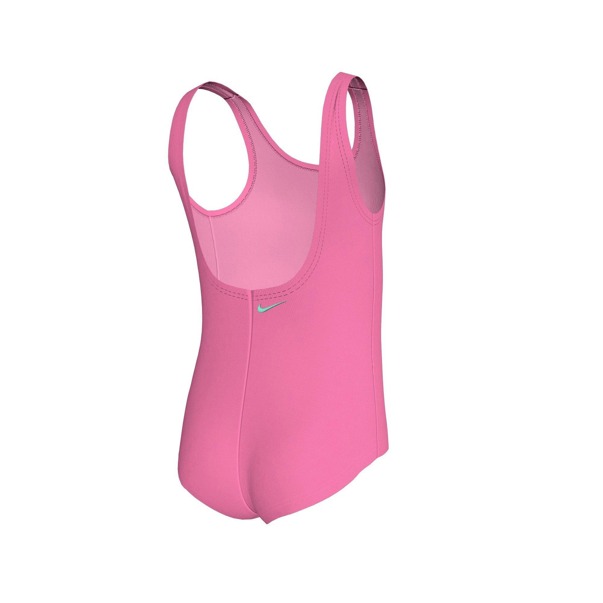 Nike Little Girls' Swim Doodle Floral U-Back One Piece Swimsuit - PINK Thumbnail View 2
