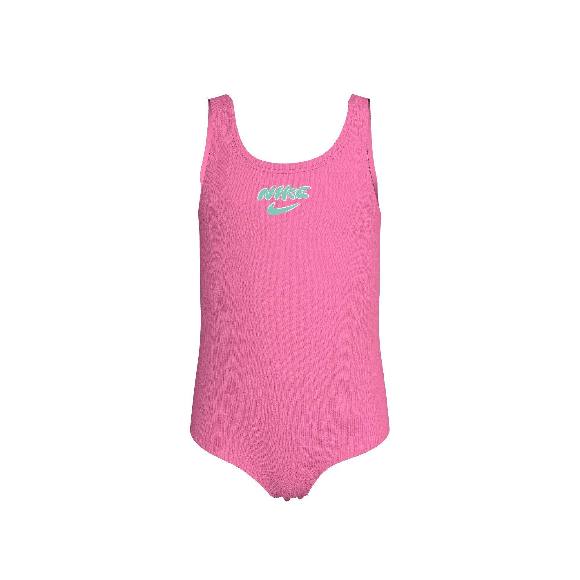 Nike Little Girls' Swim Doodle Floral U-Back One Piece Swimsuit - PINK Thumbnail View 3