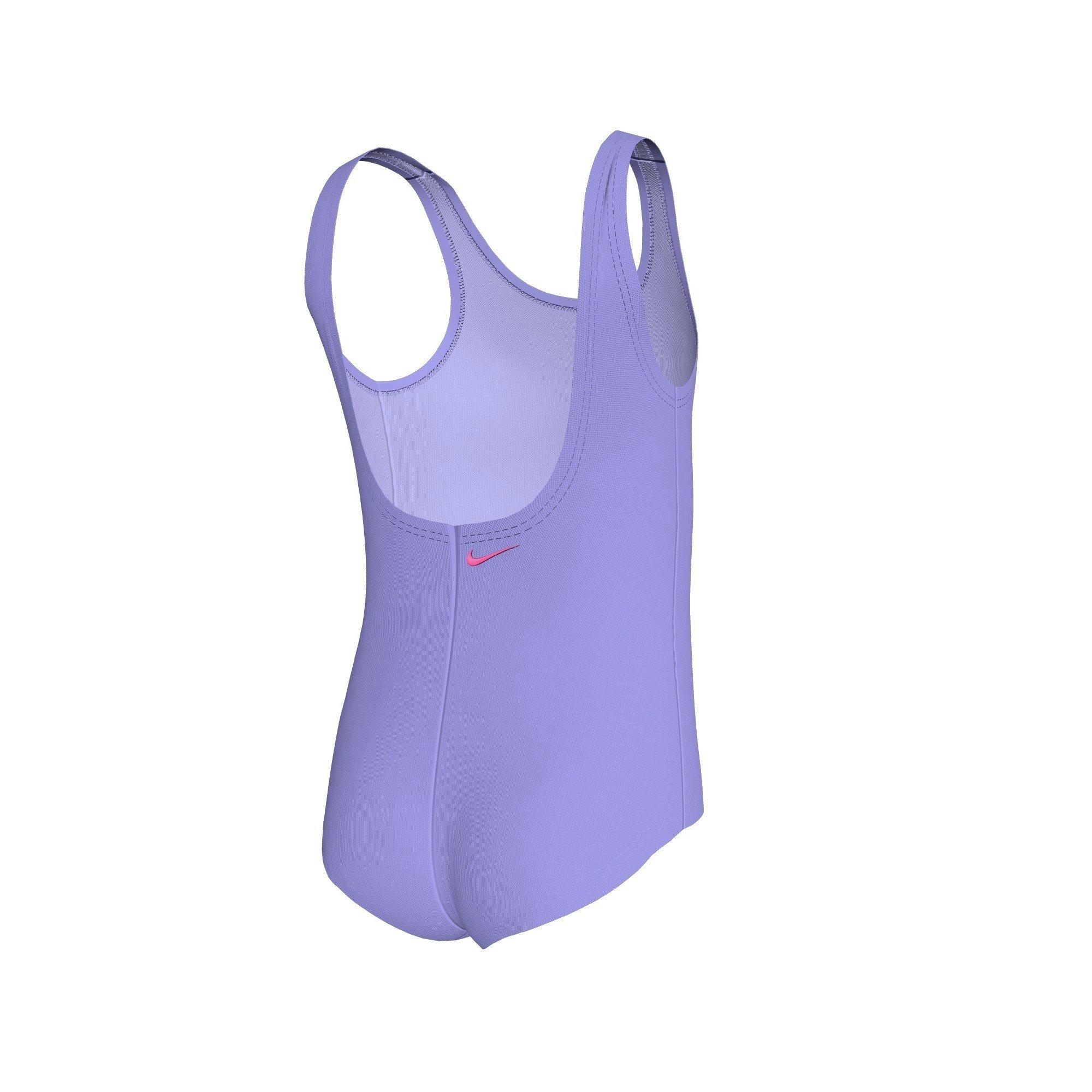 Nike Little Girls' Swim Doodle Floral U-Back One Piece Swimsuit - PURPLE Thumbnail View 2