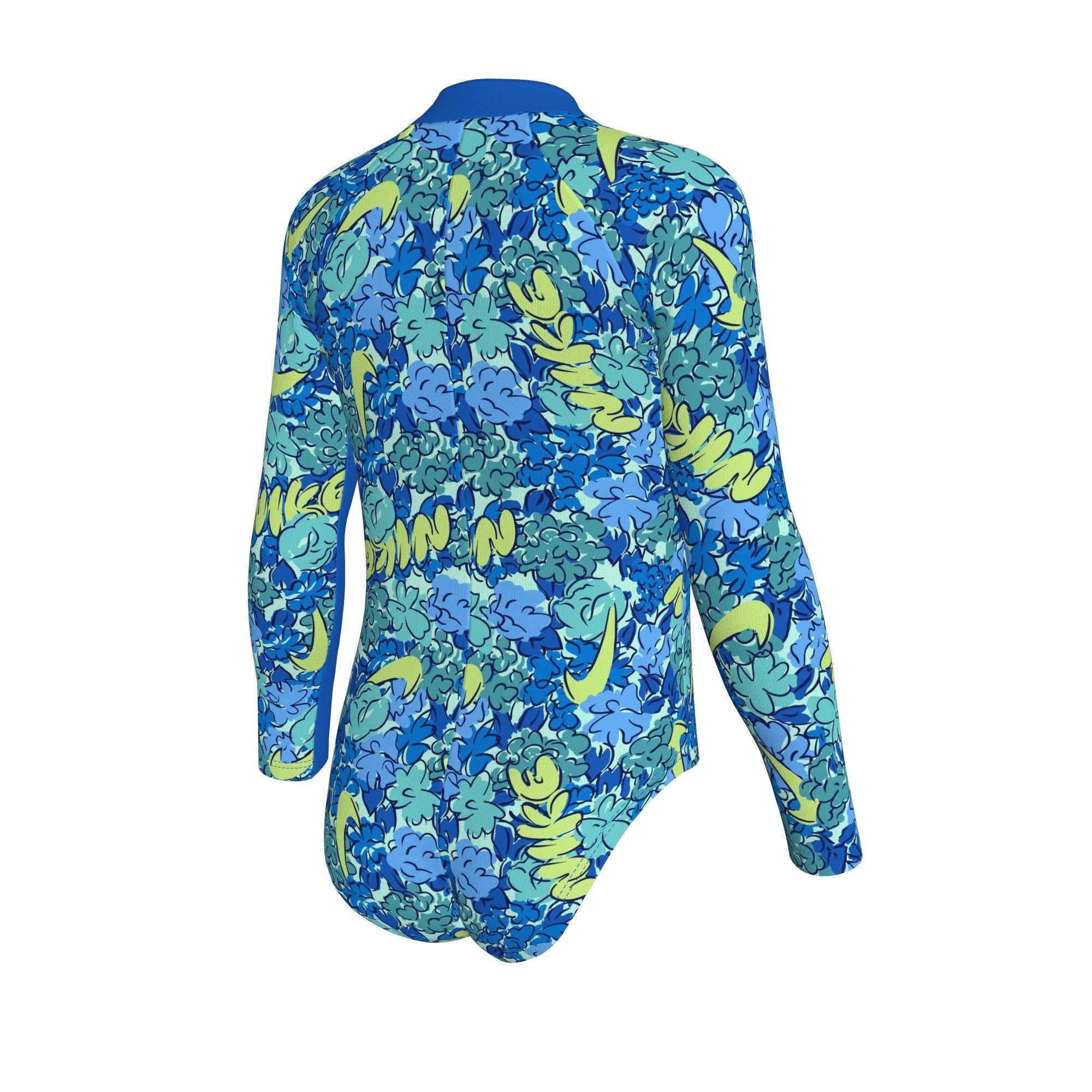 Nike Swim Doodle Floral Long Sleeve Little Girls' One Piece Swimsuit