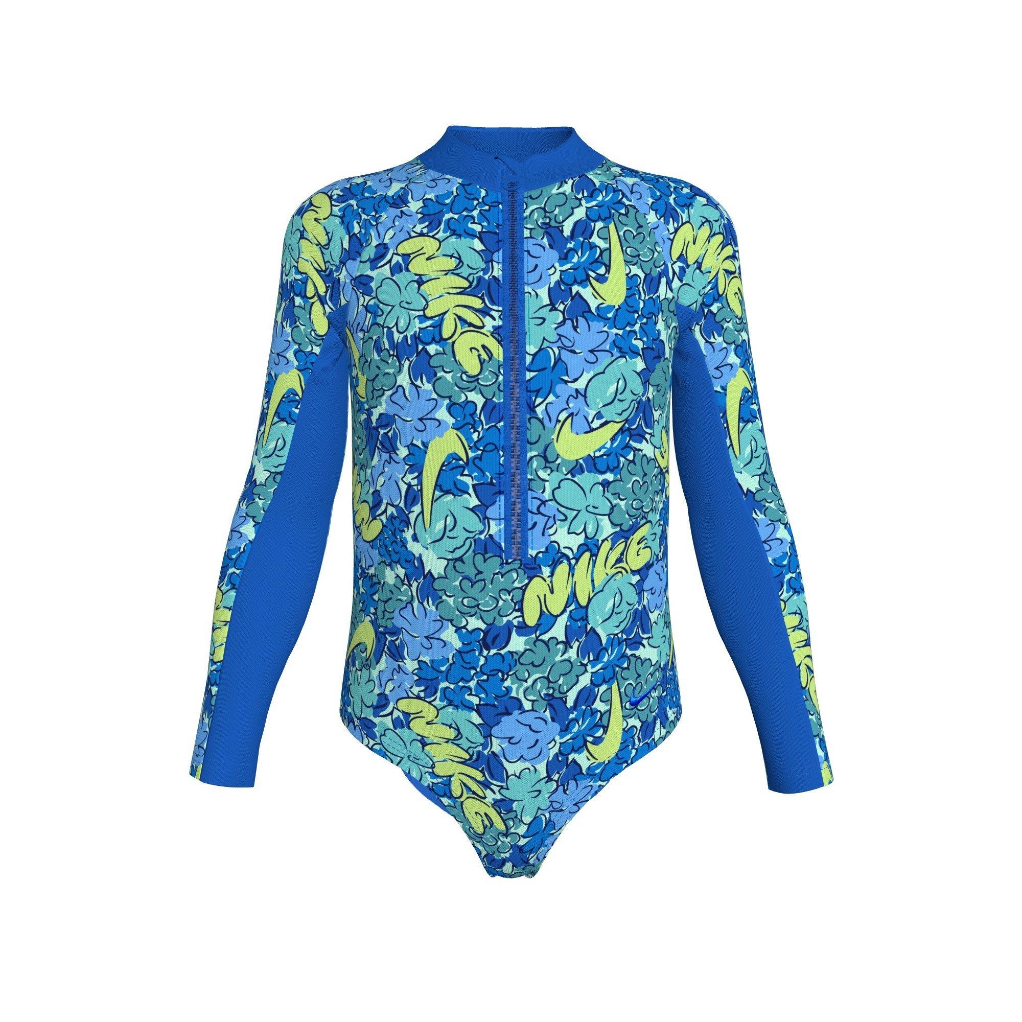 Nike Swim Doodle Floral Long Sleeve Little Girls' One Piece Swimsuit