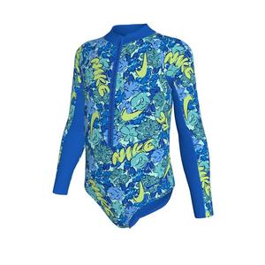 Nike Little Girls' Swim Doodle Floral Long Sleeve One Piece Swimsuit