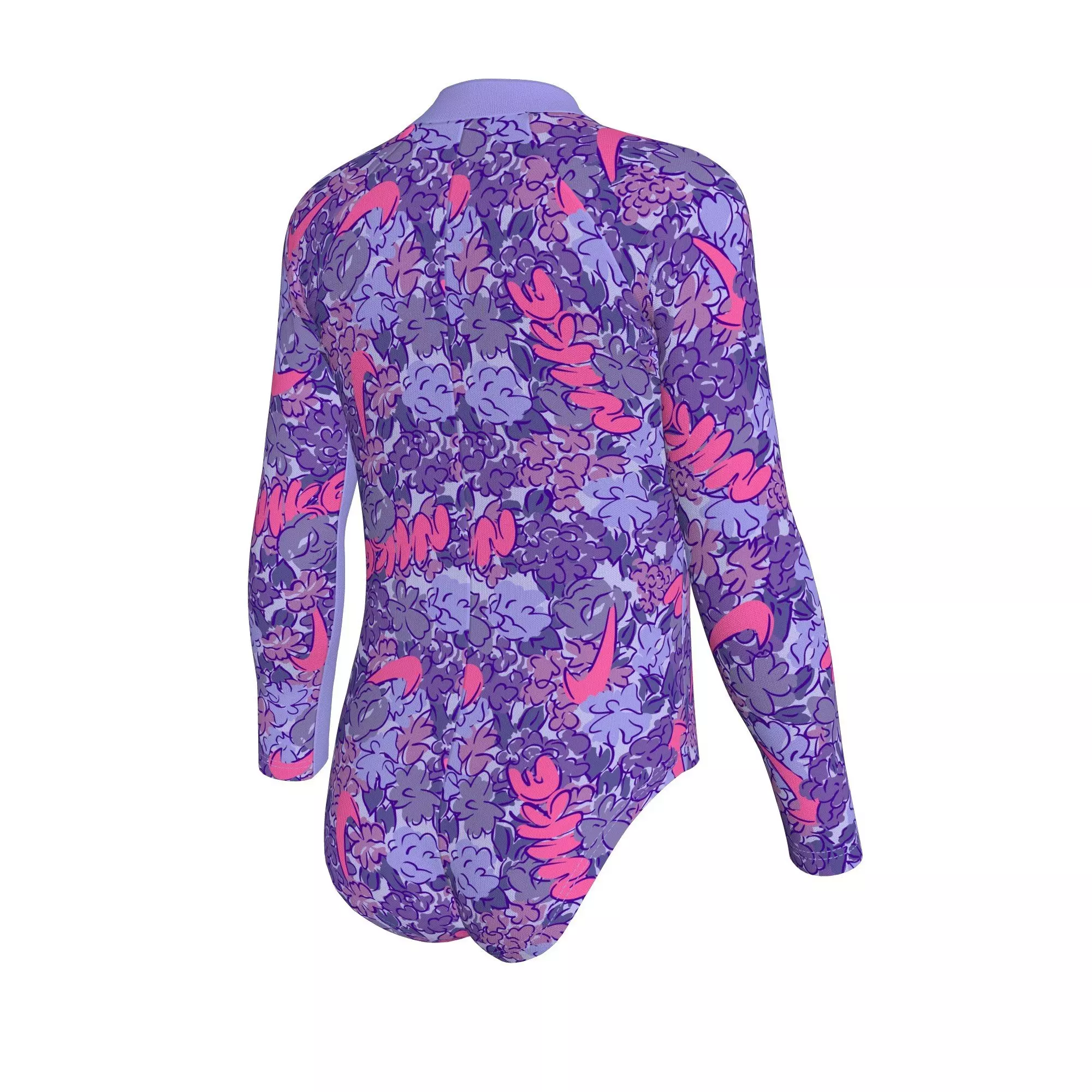Nike Little Girls' Swim Doodle Floral Long Sleeve One Piece Swimsuit - PURPLE