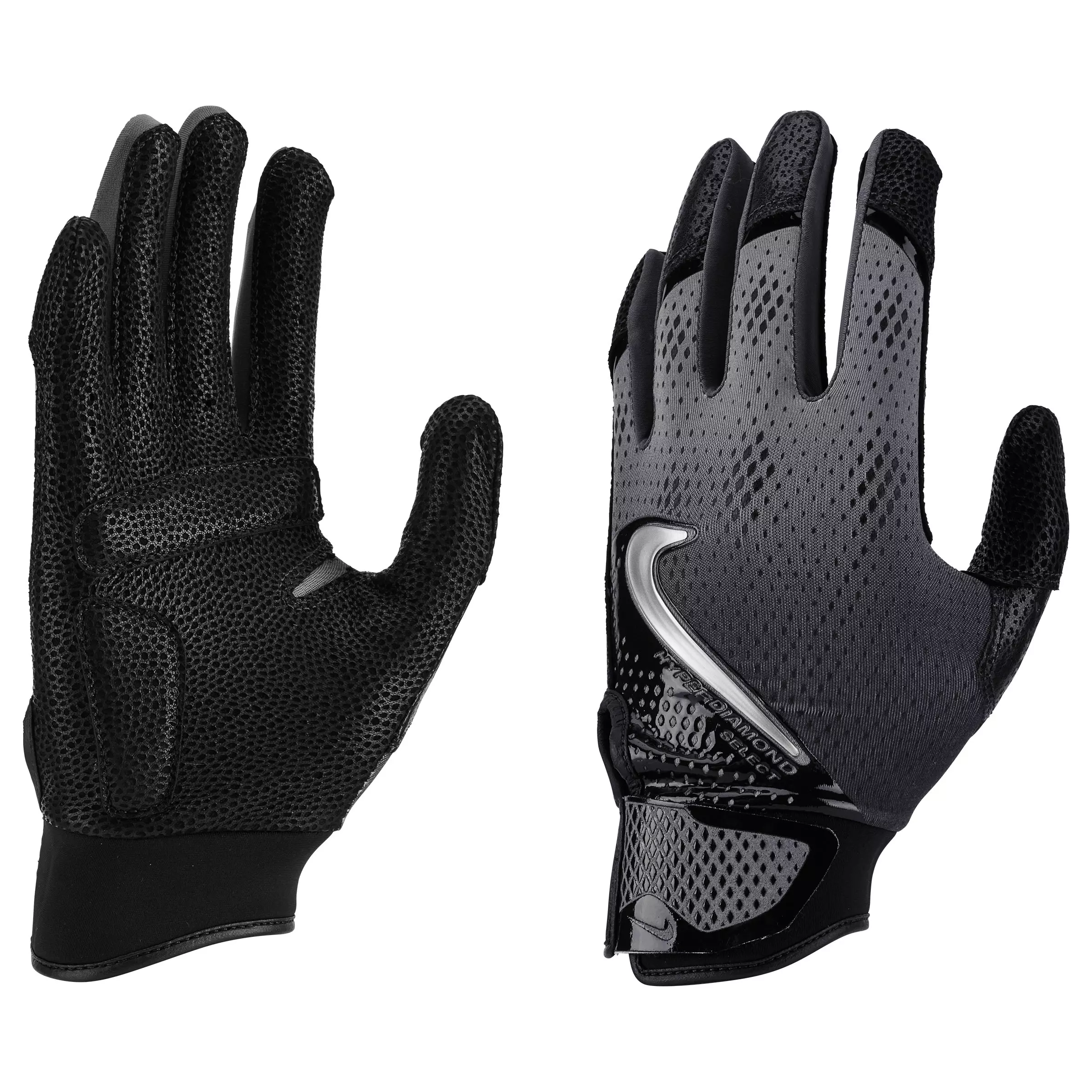 Nike Women's Hyperdiamond Select 3.0 Softball Batting Gloves - BLACK/SILVER