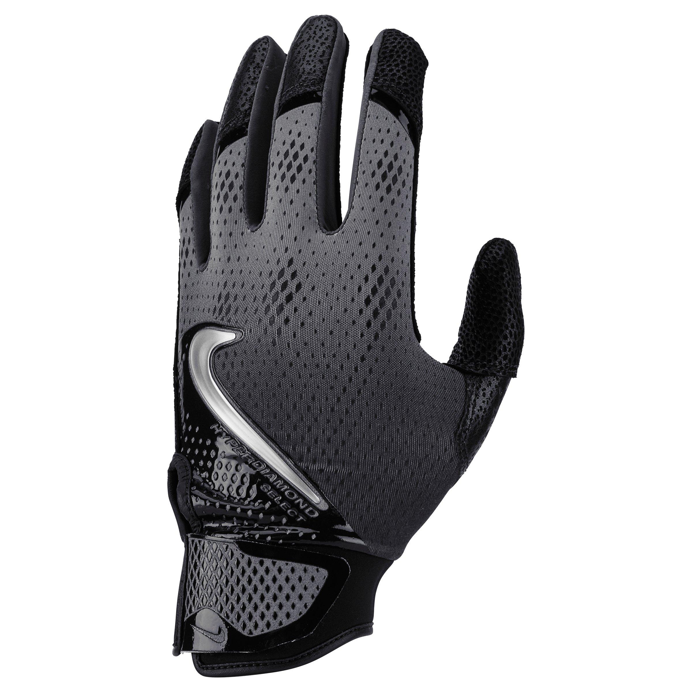 Nike Women's Hyperdiamond Select 3.0 Softball Batting Gloves - BLACK/SILVER Thumbnail View 2