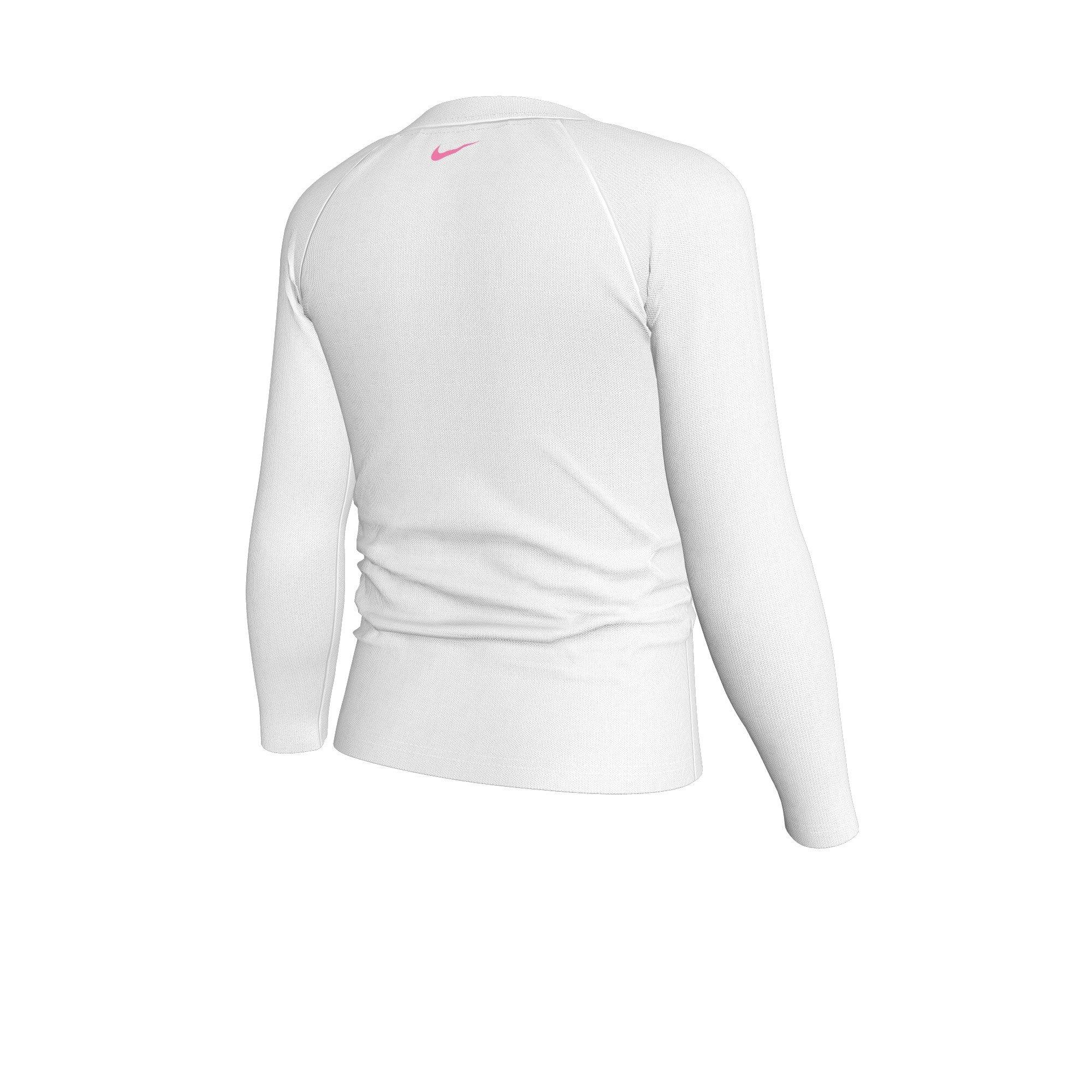 Nike Little Girls' Swim Hydroguard Dri-FIT UV Long Sleeve Swim Top - WHITE Thumbnail View 2
