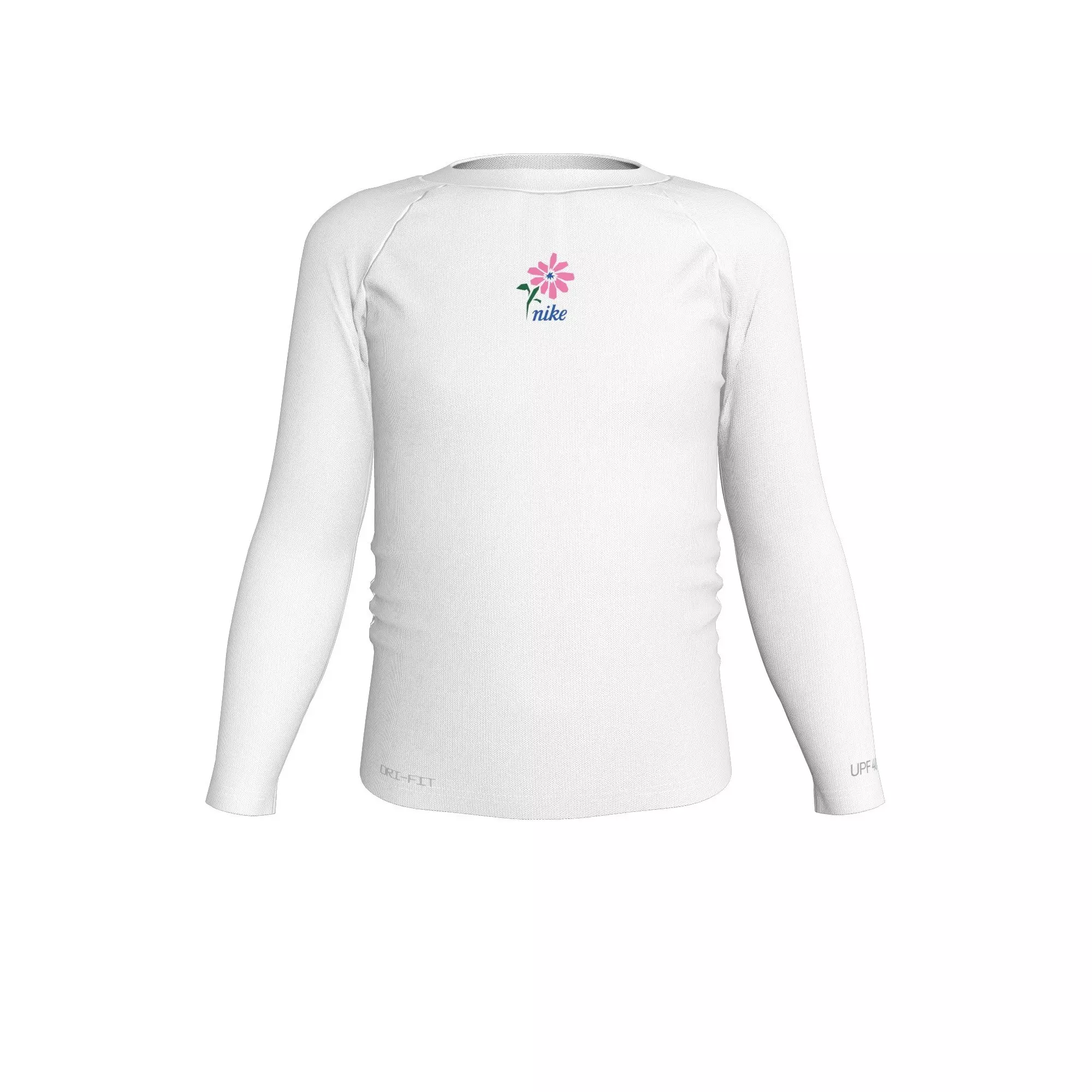 Nike Little Girls' Swim Hydroguard Dri-FIT UV Long Sleeve Swim Top - WHITE