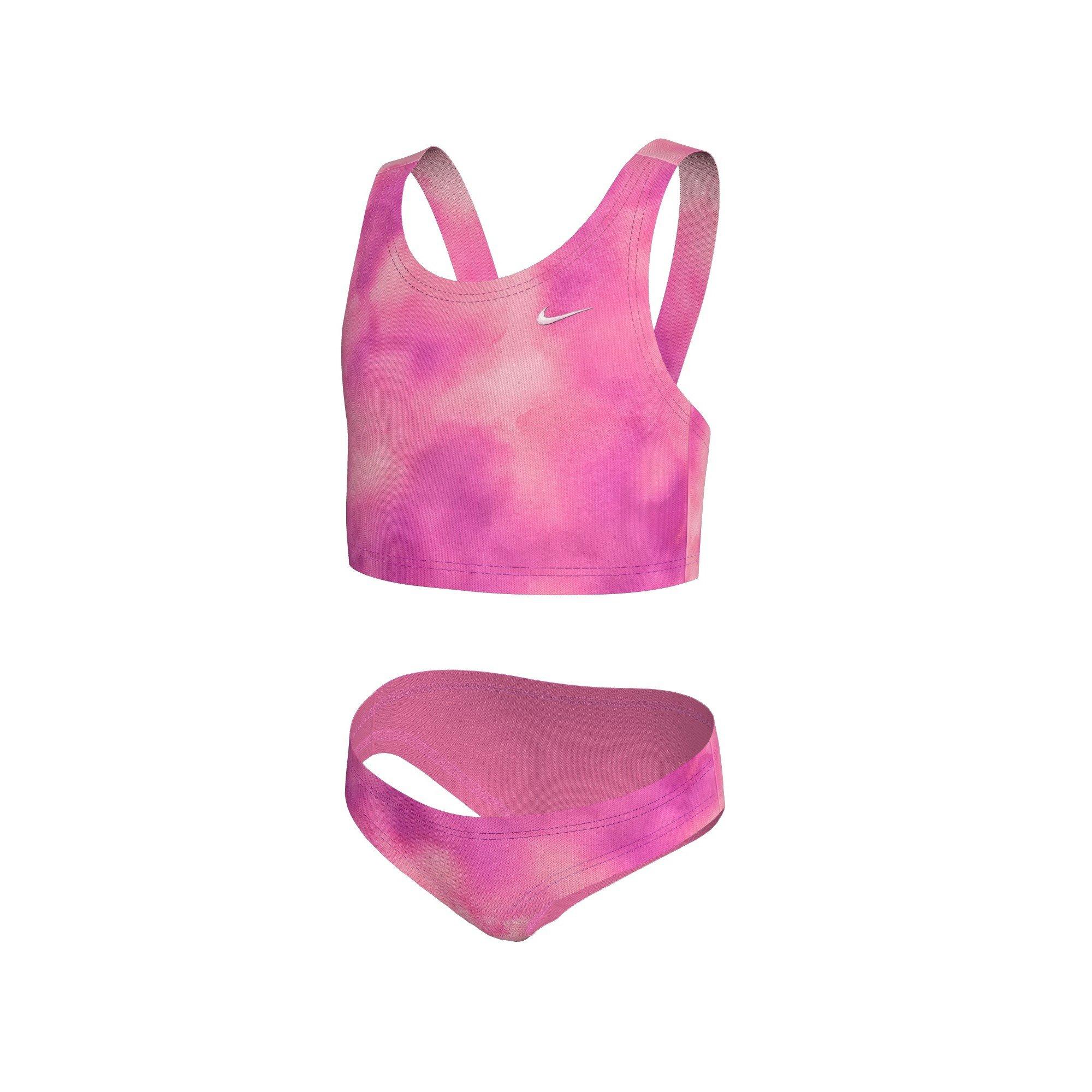 Nike Little Girls' Swim Long Sleeve Hydroguard + Midkini Set - PINK Thumbnail View 2