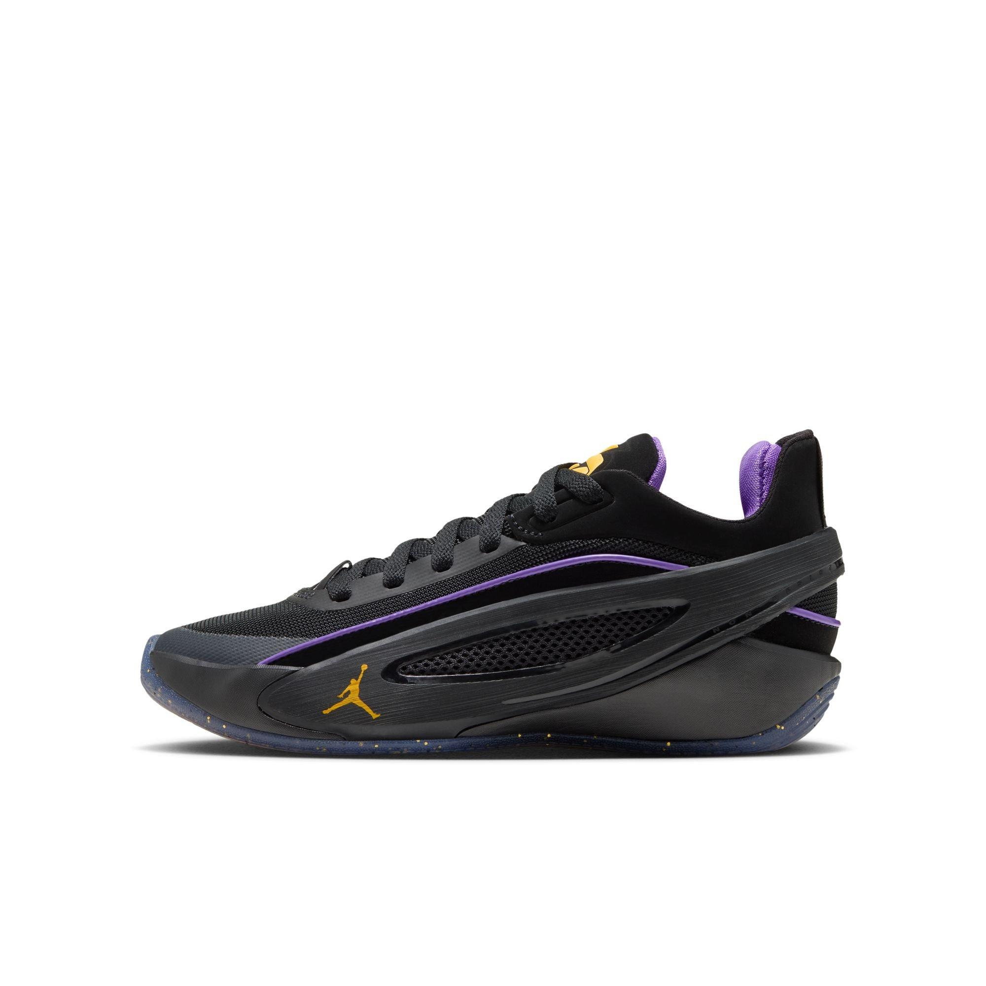 Jordan Luka 5 "Varsity Maize" Grade School Kids' Basketball Shoe - BLACK/VARSITY MAIZE/PURPLE VENOM