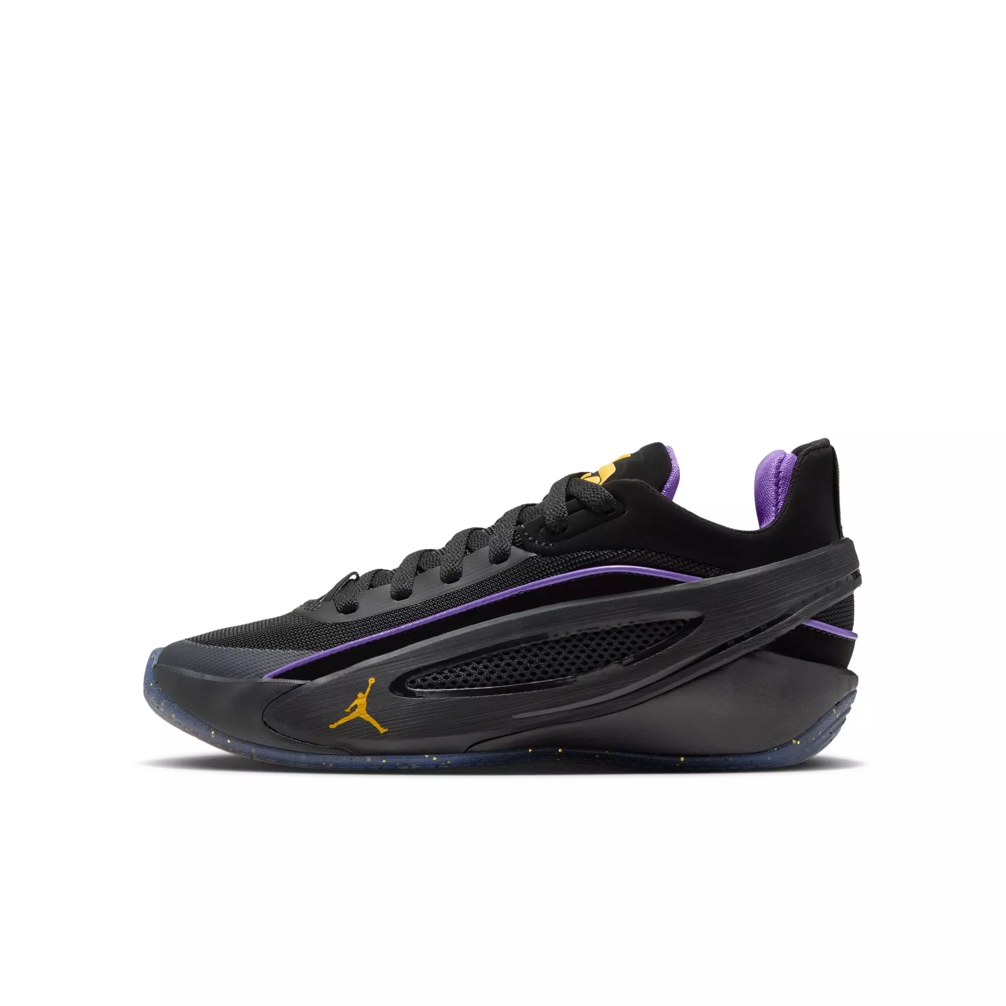 Jordan Luka 5 "Varsity Maize" Grade School Kids' Basketball Shoe - BLACK/VARSITY MAIZE/PURPLE VENOM