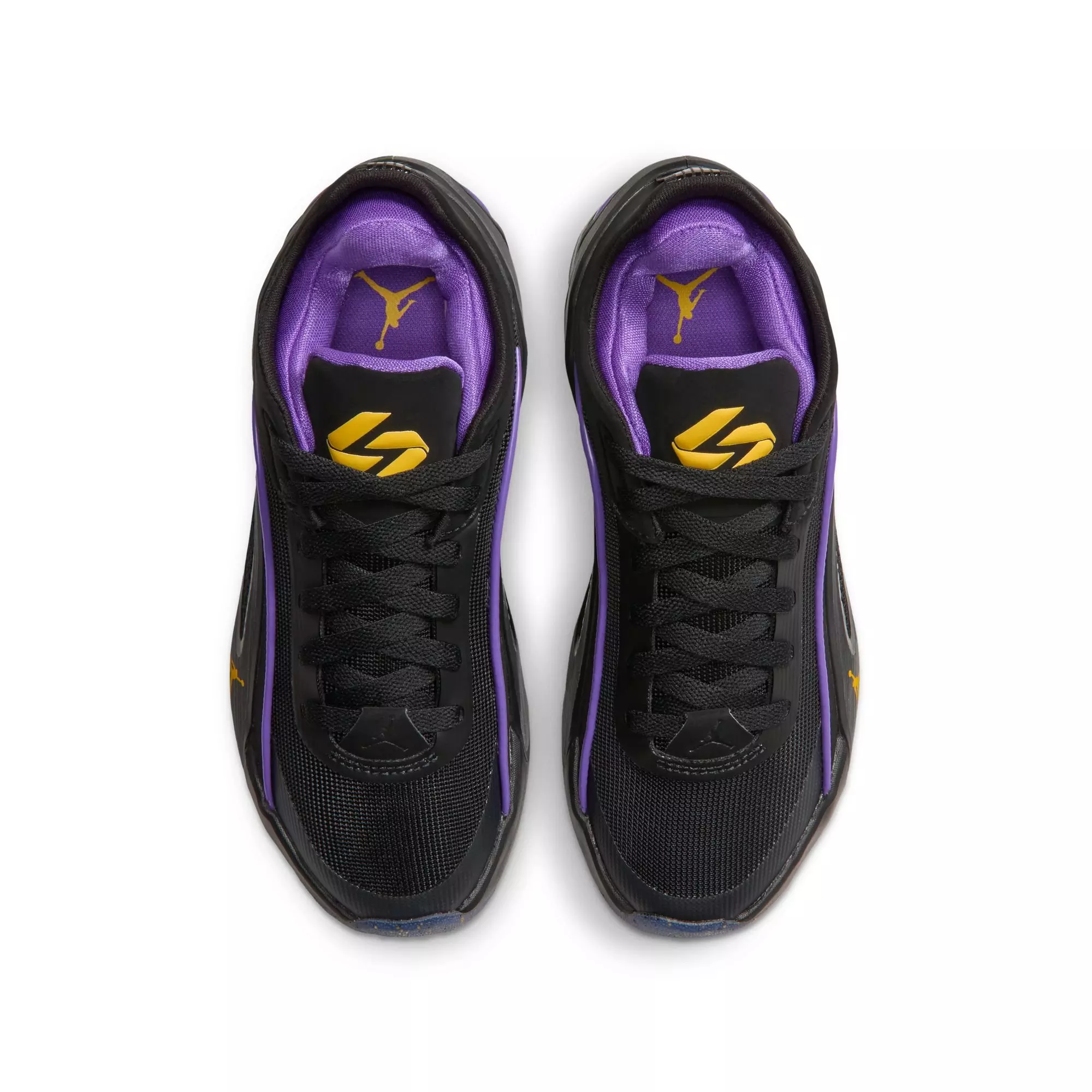 Jordan Luka 5 "Varsity Maize" Grade School Kids' Basketball Shoe - BLACK/VARSITY MAIZE/PURPLE VENOM