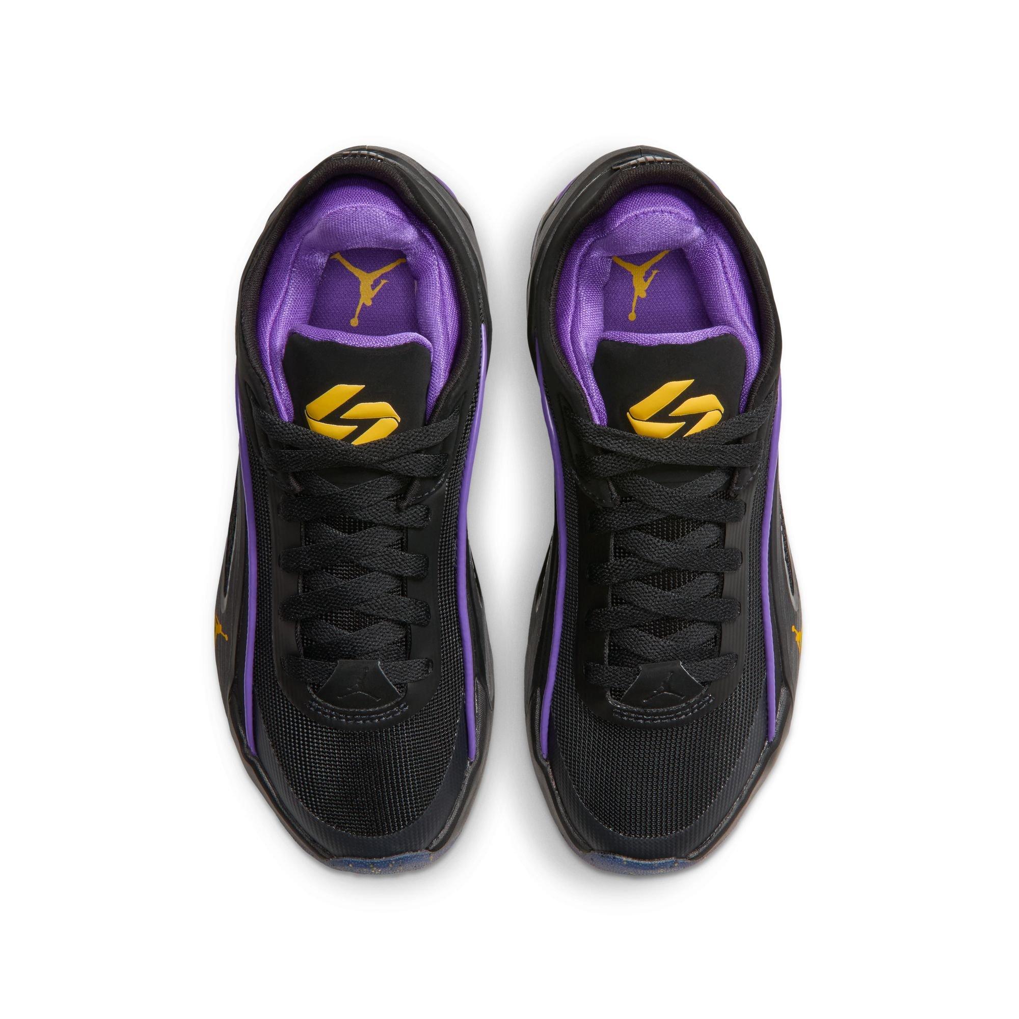 Jordan Luka 5 "Varsity Maize" Grade School Kids' Basketball Shoe - BLACK/VARSITY MAIZE/PURPLE VENOM