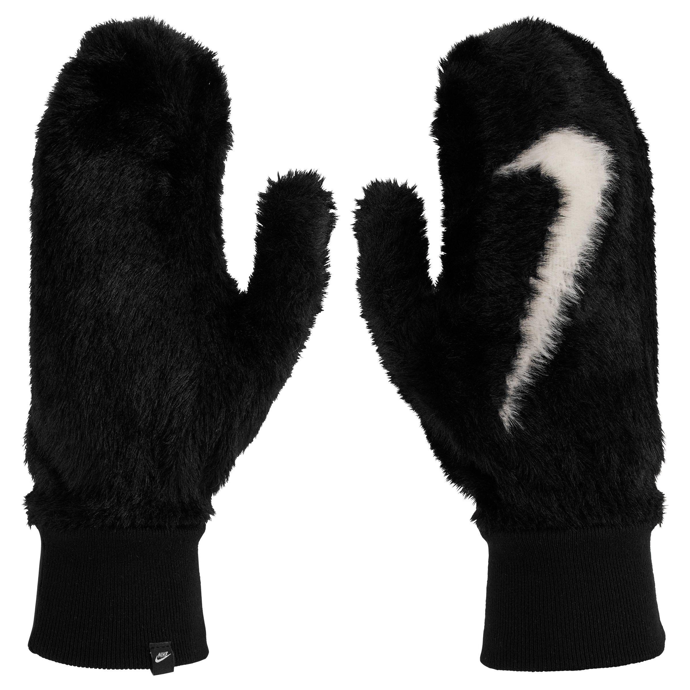 Nike Plush Knit LM Mittens - BLACK/WHITE Thumbnail View 1
