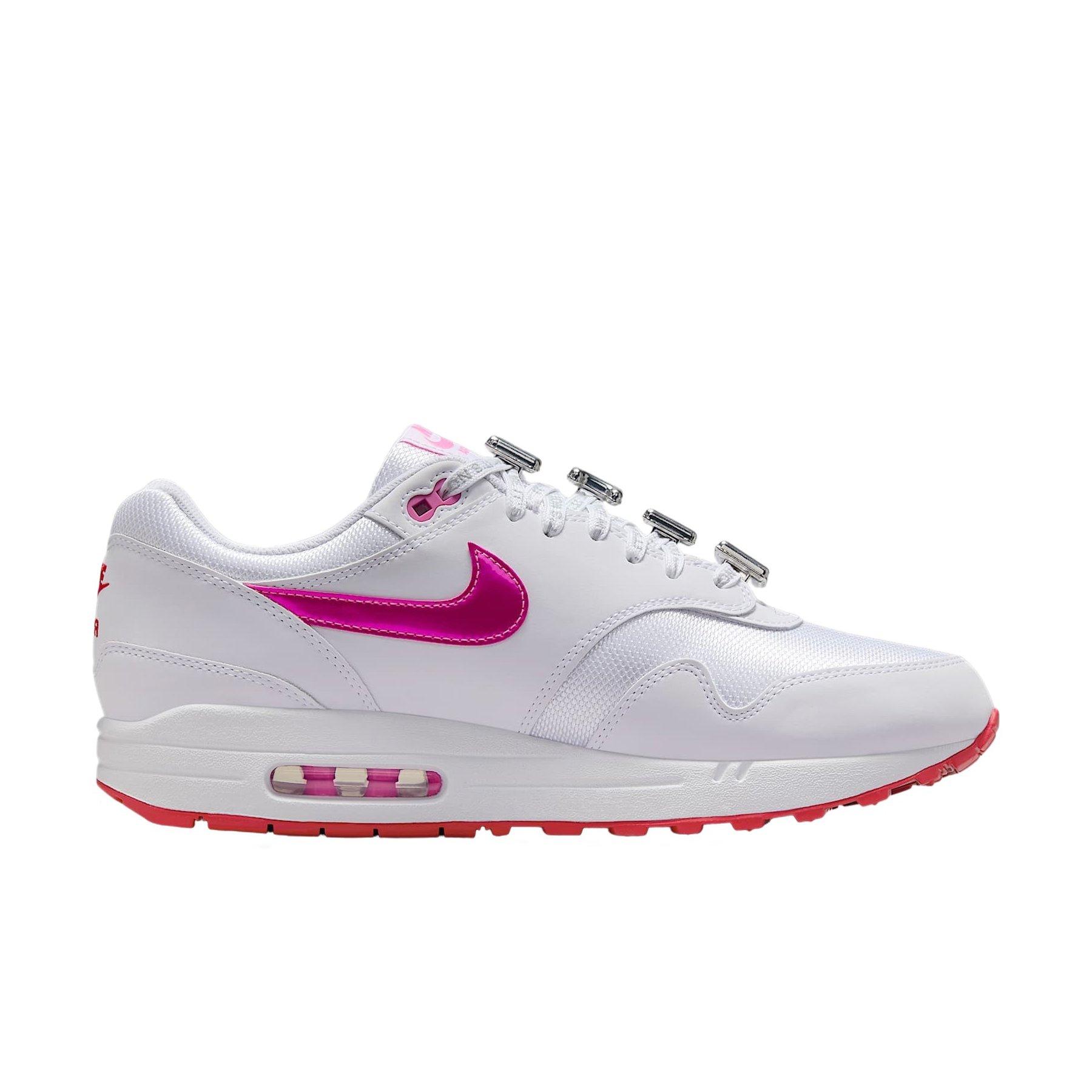 Nike Air Max 1 Premium "White/Playful Pink/University Red" Men's Shoe - WHITE/PINK/RED Thumbnail View 1