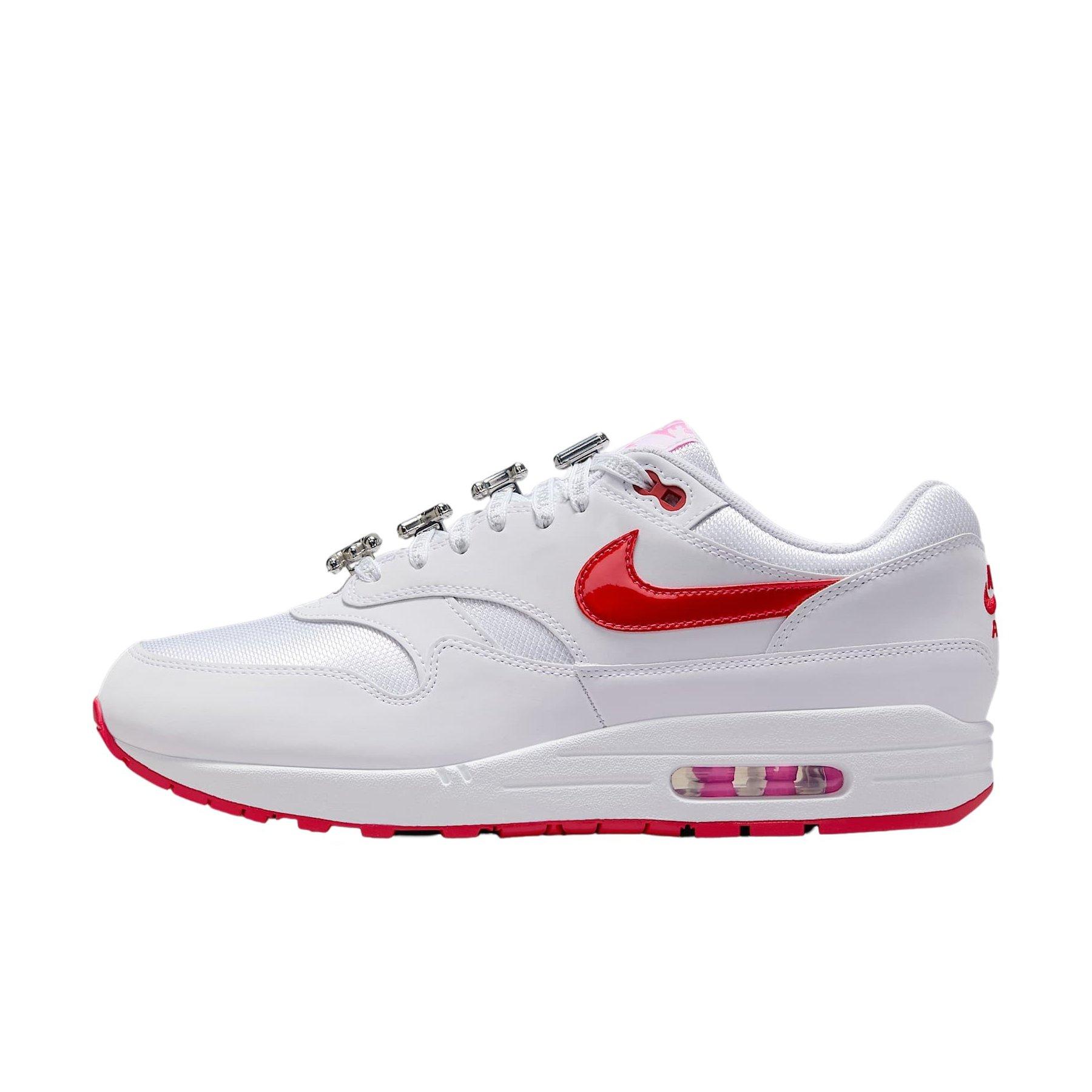 Nike Air Max 1 Premium "White/Playful Pink/University Red" Men's Shoe - WHITE/PINK/RED Thumbnail View 2