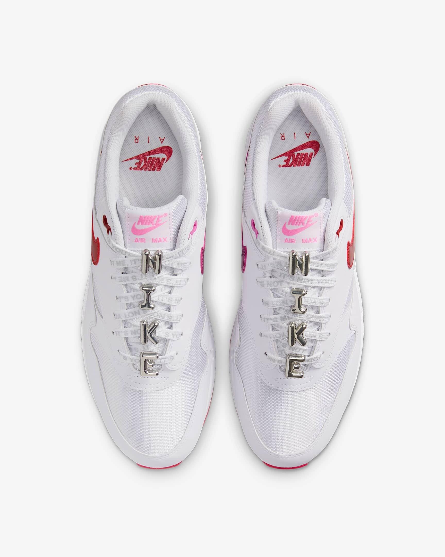 Nike Air Max 1 Premium "White/Playful Pink/University Red" Men's Shoe - WHITE/PINK/RED Thumbnail View 3
